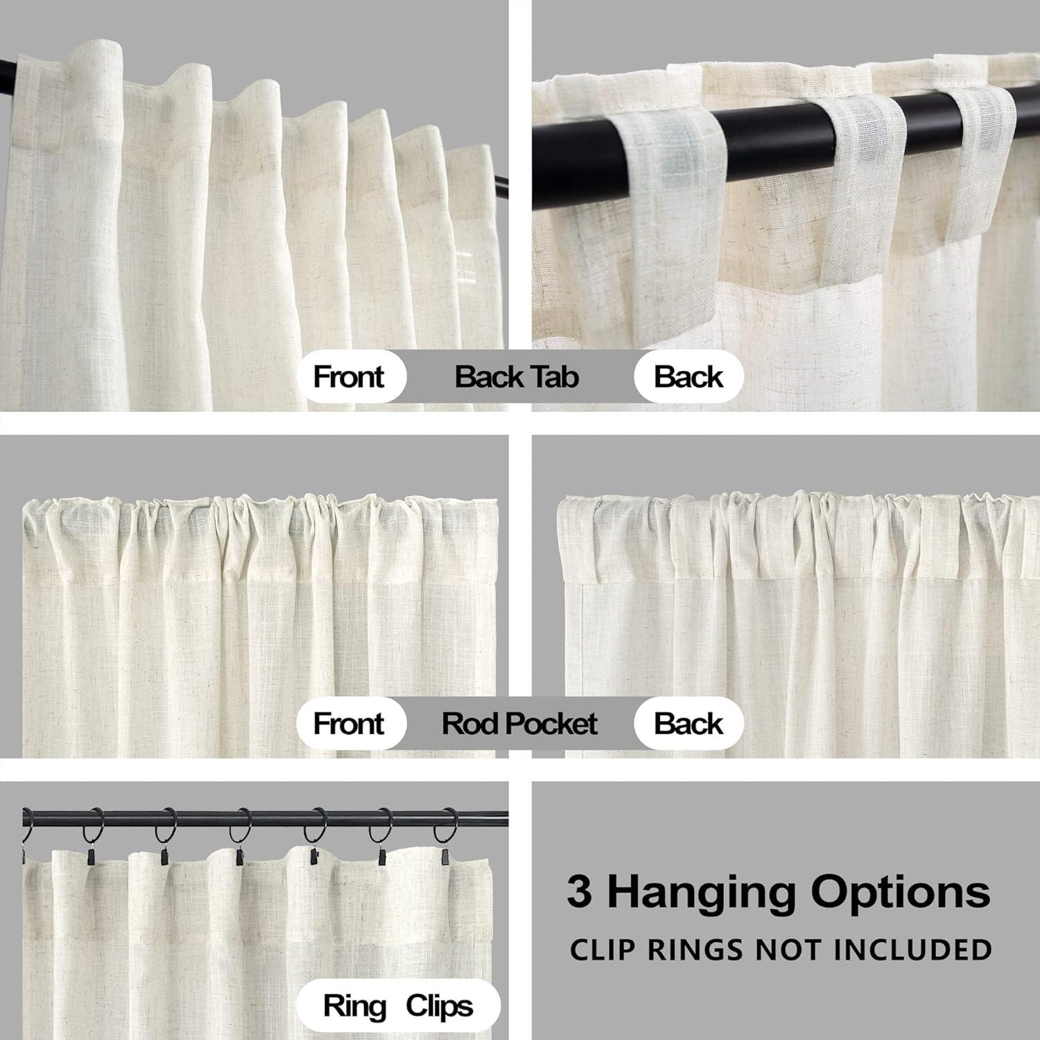 Cortinas Sheer KOUFALL 60x90 cm Lino y Poliéster