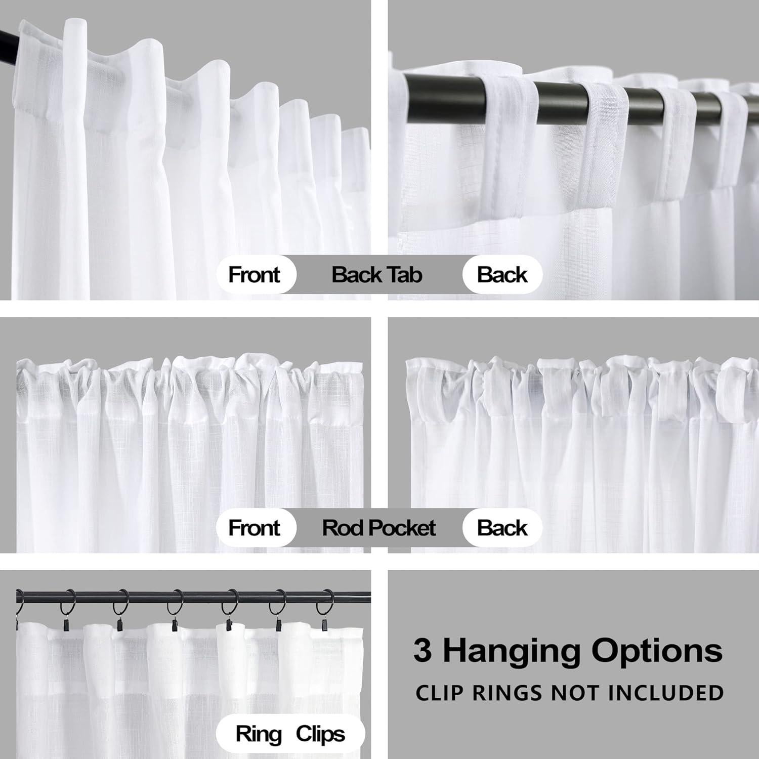 Cortinas KOUFALL 152x229 cm Semitransparentes Juego de 2