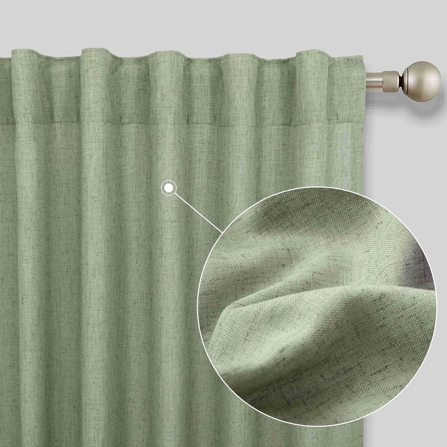 Cortinas KOUFALL Verde Salvia 2 Paneles 52x244 cm Lino