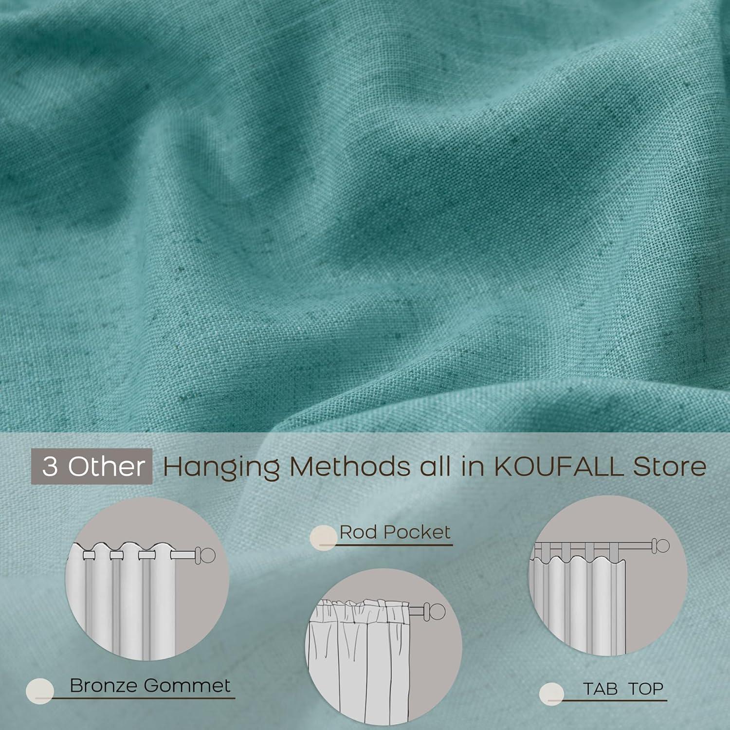 Cortinas Sheer KOUFALL Teal 132x160 cm 2 Paneles Lino