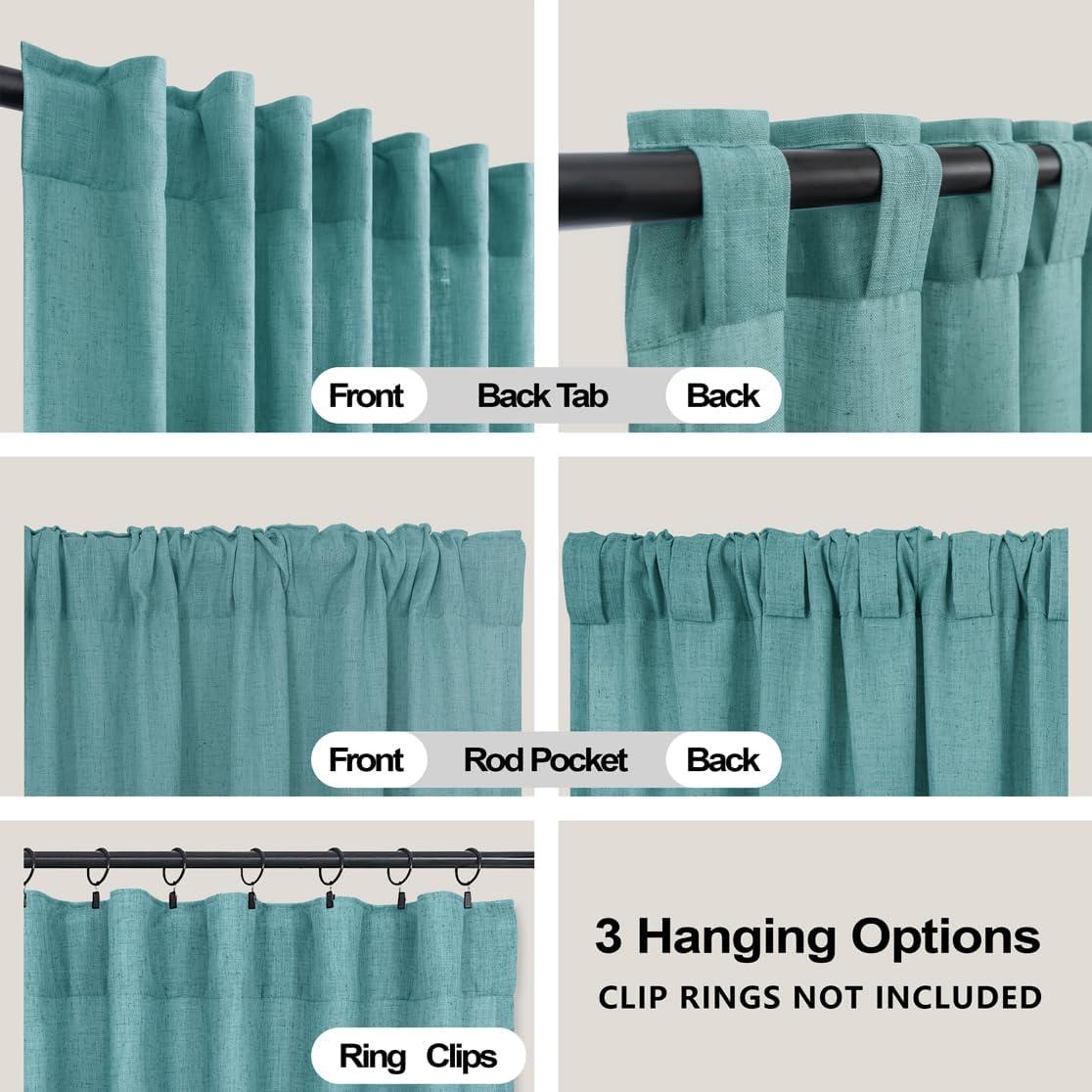 Cortinas Sheer KOUFALL Teal 132x160 cm 2 Paneles Lino