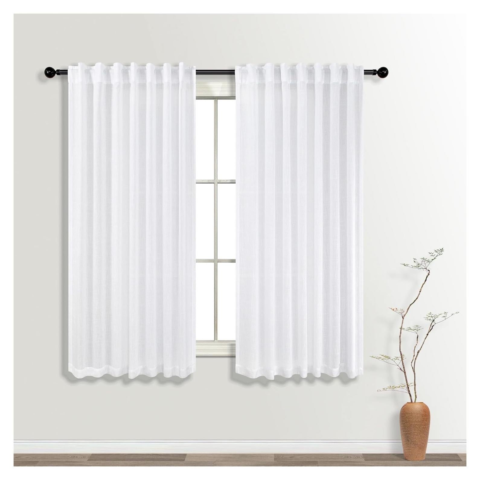 Cortinas KOUFALL 52x137 cm Lino Transparente Pack 2