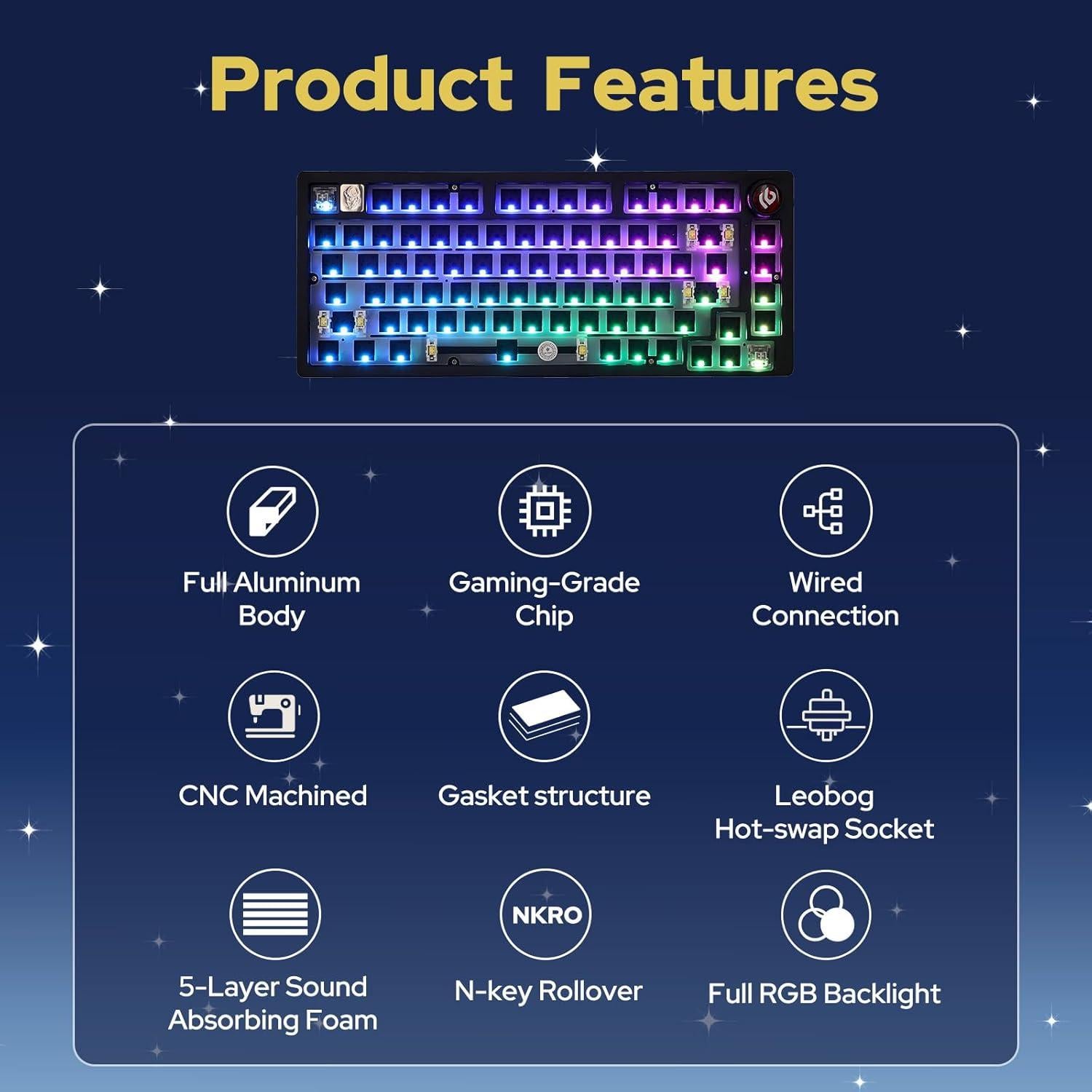 Teclado Gaming EPOMAKER Hi75 Aluminio RGB 75% Negro