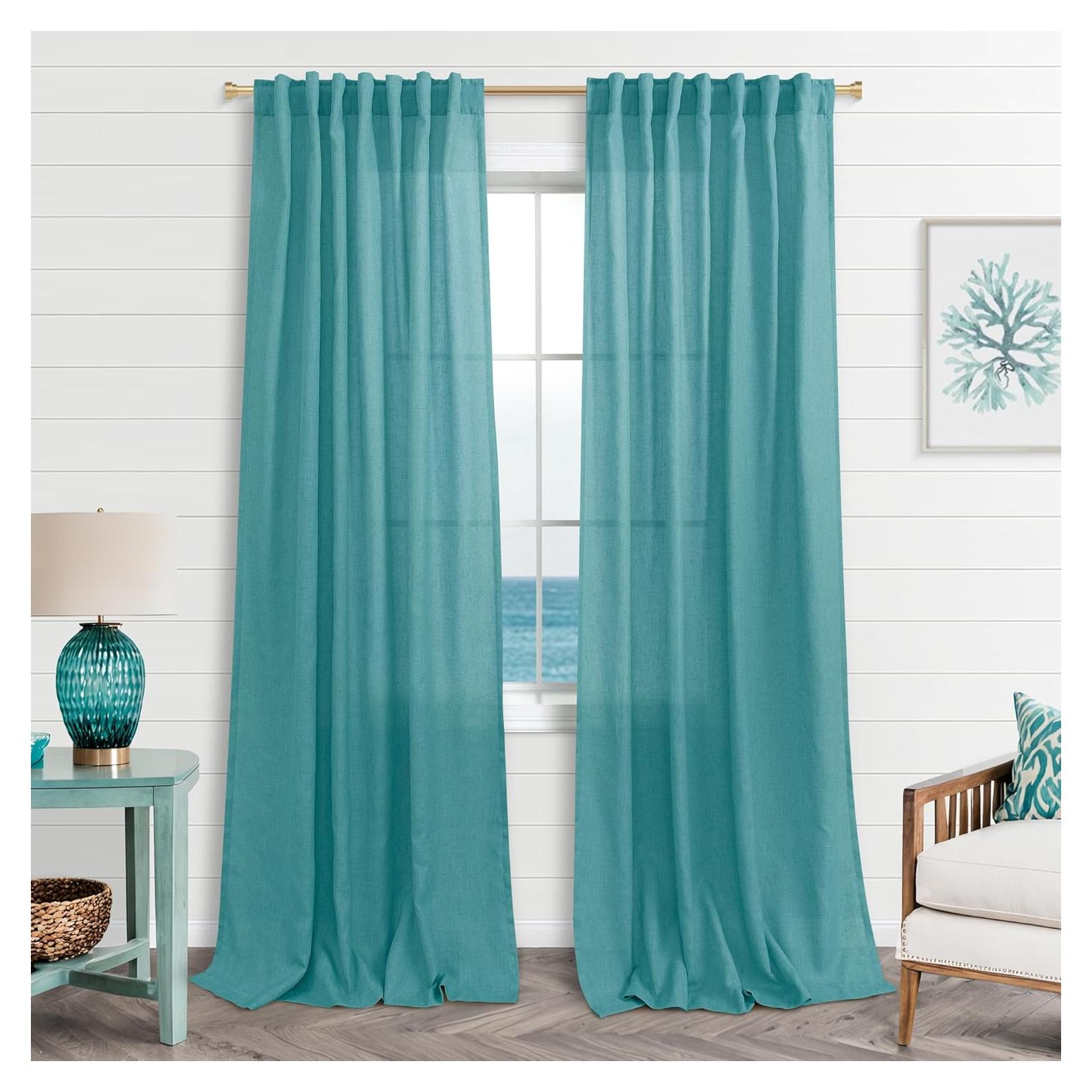 Cortinas KOUFALL 2 Paneles Lino Semitransparentes 52x213 cm