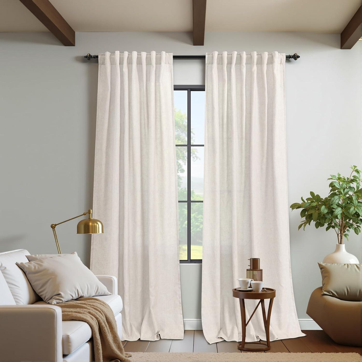Cortinas KOUFALL 2 Paneles 52x198 cm Lino Transparente Crema