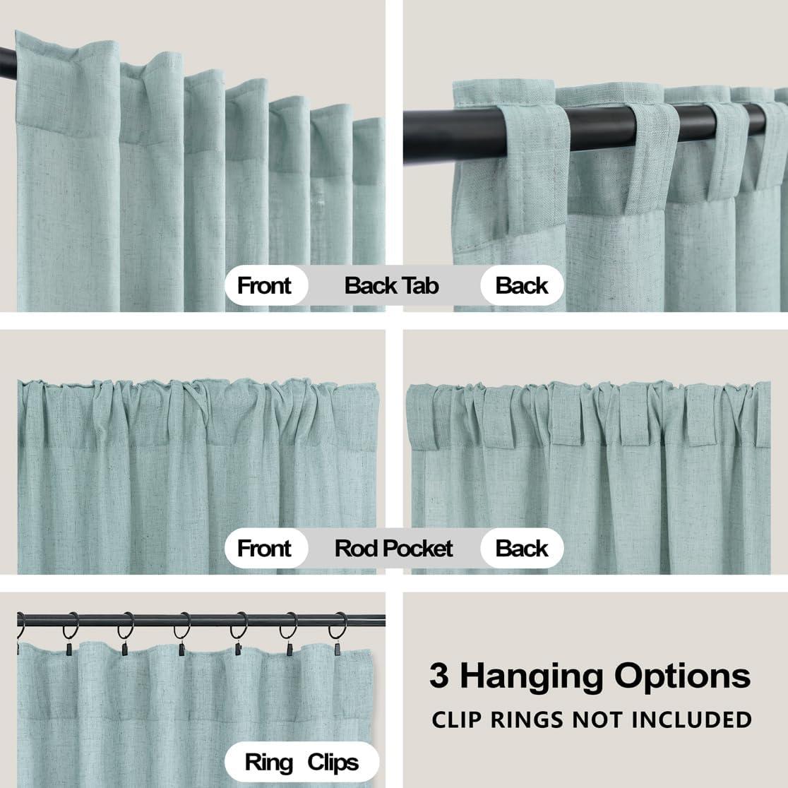 Cortinas Sheer KOUFALL Verde Mar 52x244 cm con Bolsillo