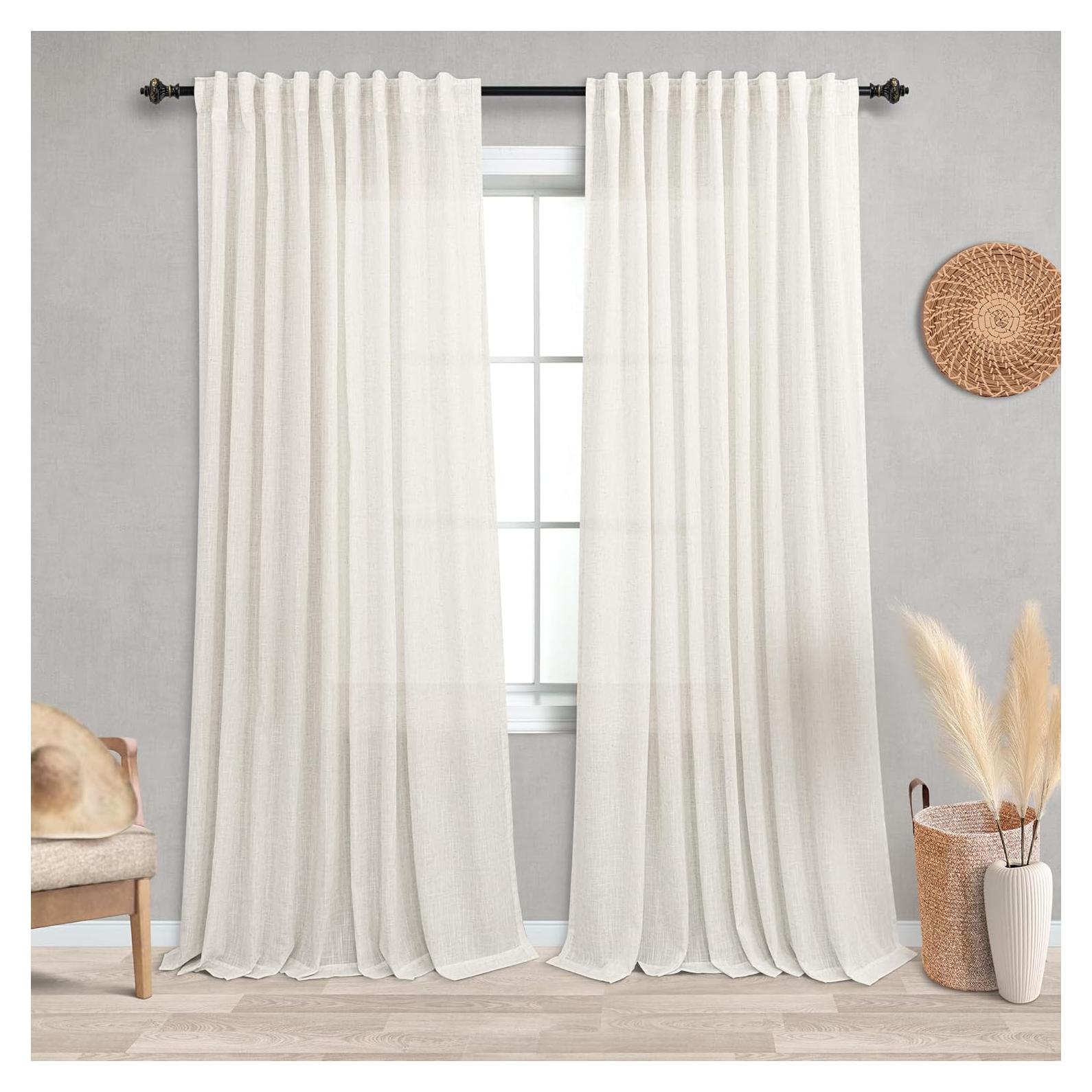 Cortinas KOUFALL 72x84 cm Lino Transparente Juego de 2
