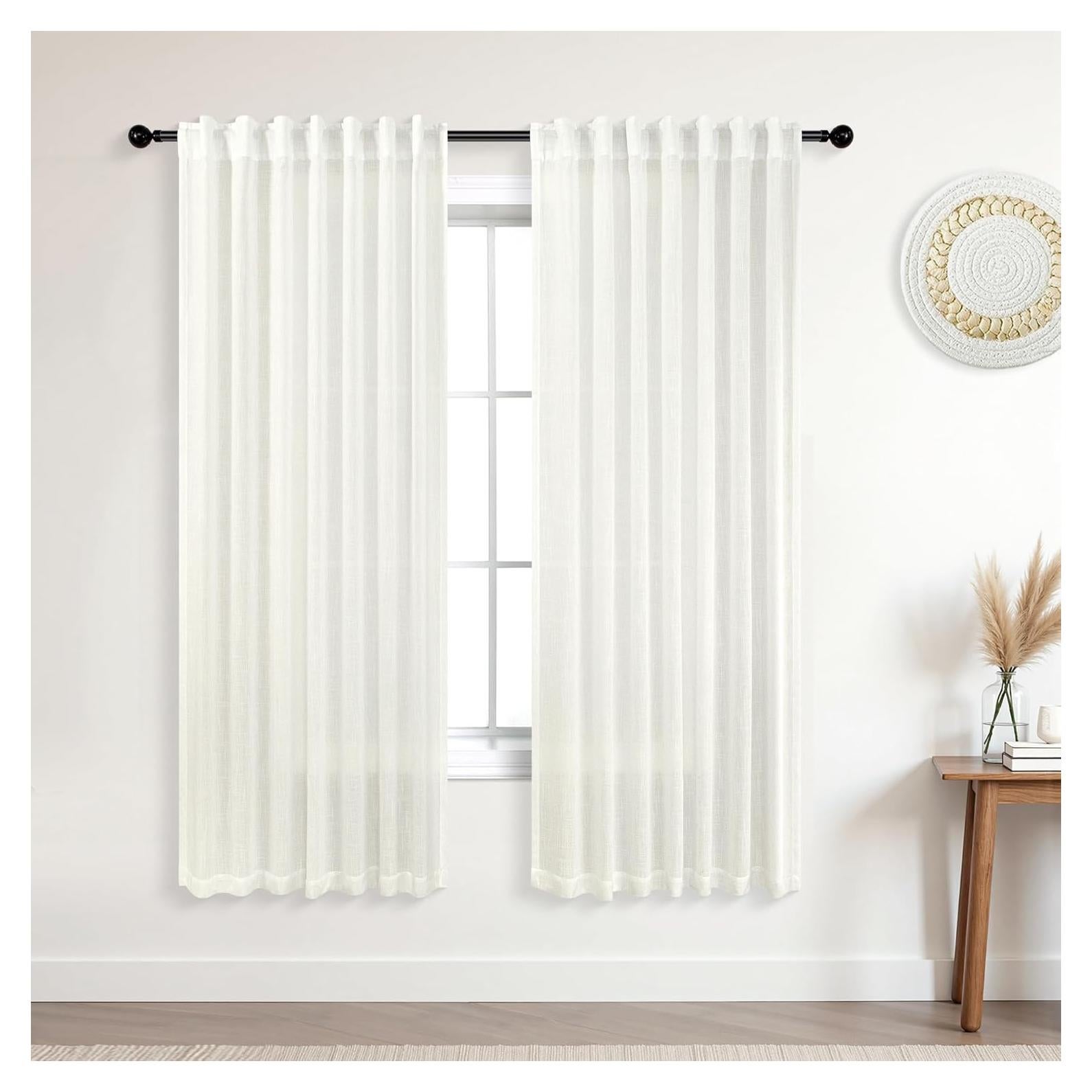 Cortinas Lino KOUFALL 160x160 cm Semi Transparentes 2 Piezas