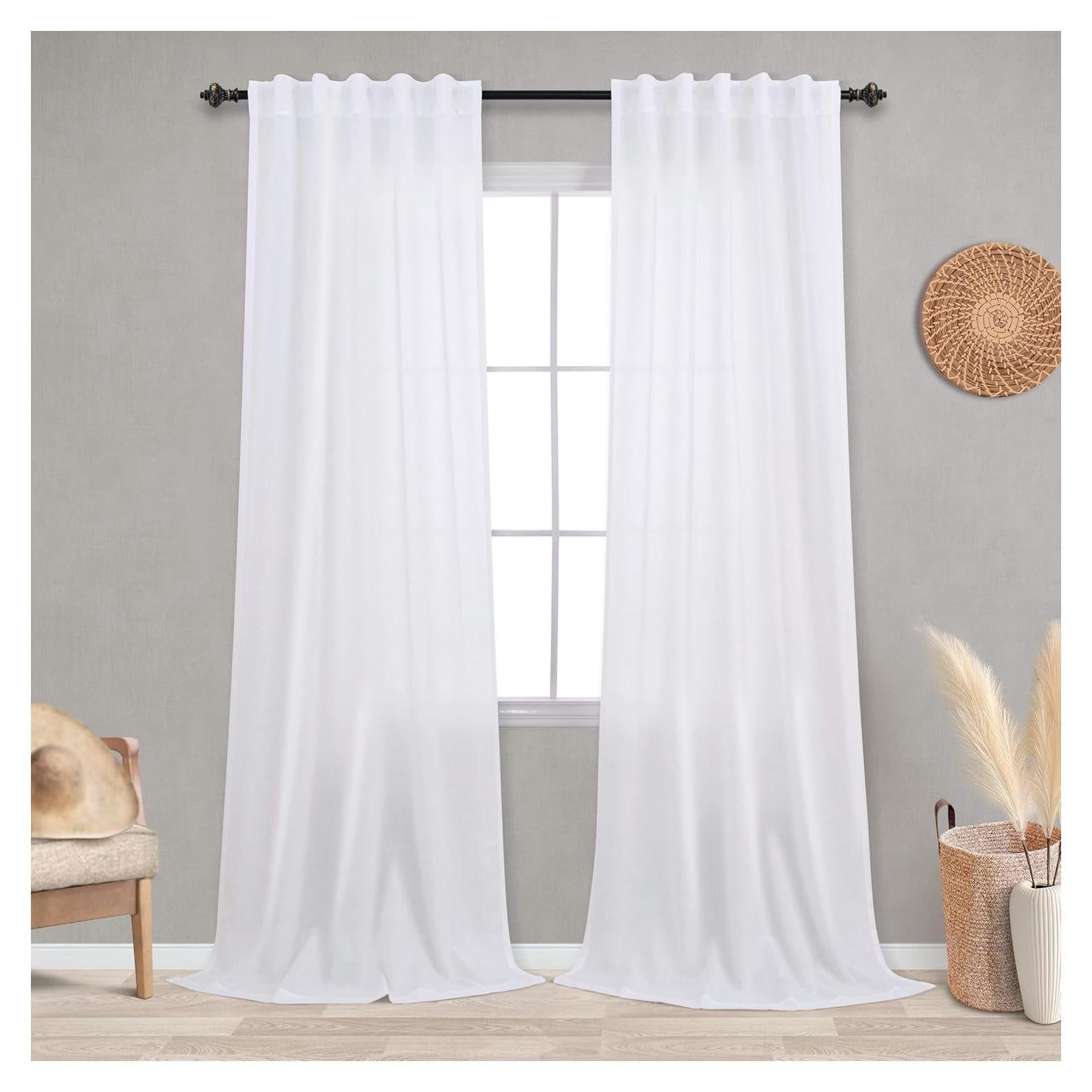 Cortinas KOUFALL 107x229 cm Blancas Semitransparentes