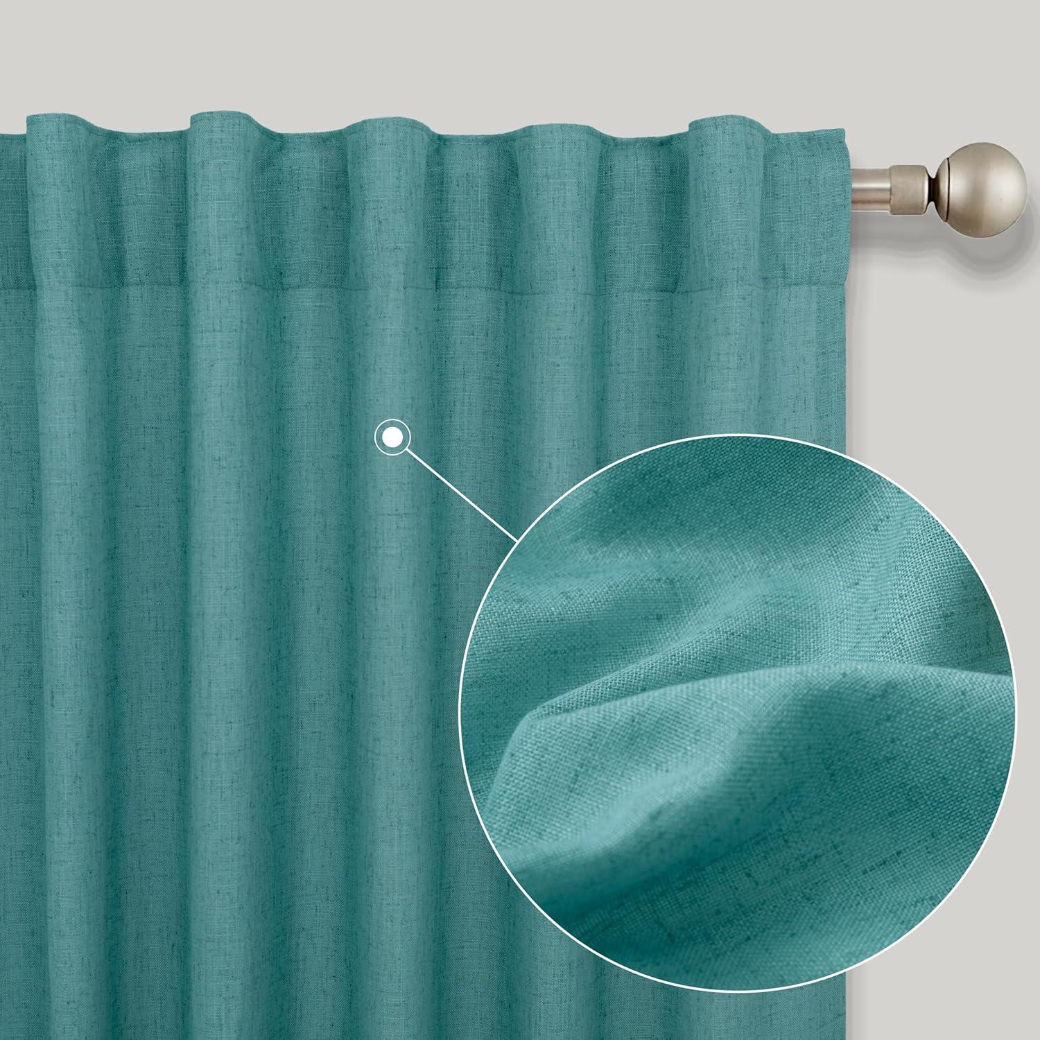 Cortinas Sheer KOUFALL Teal 52x243 cm con Bolsillo