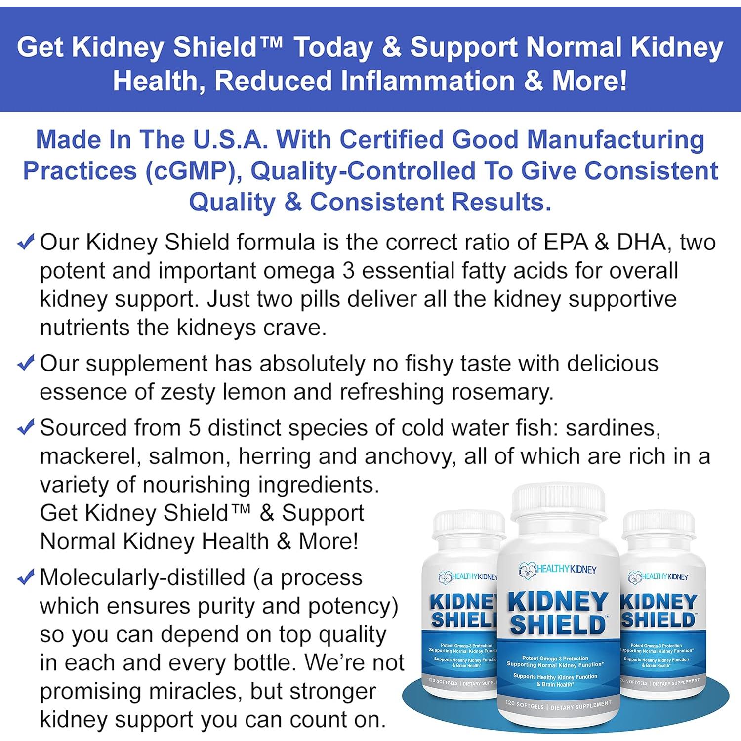 Suplemento Omega 3 Kidney Shield - 120 Cápsulas para Riñones