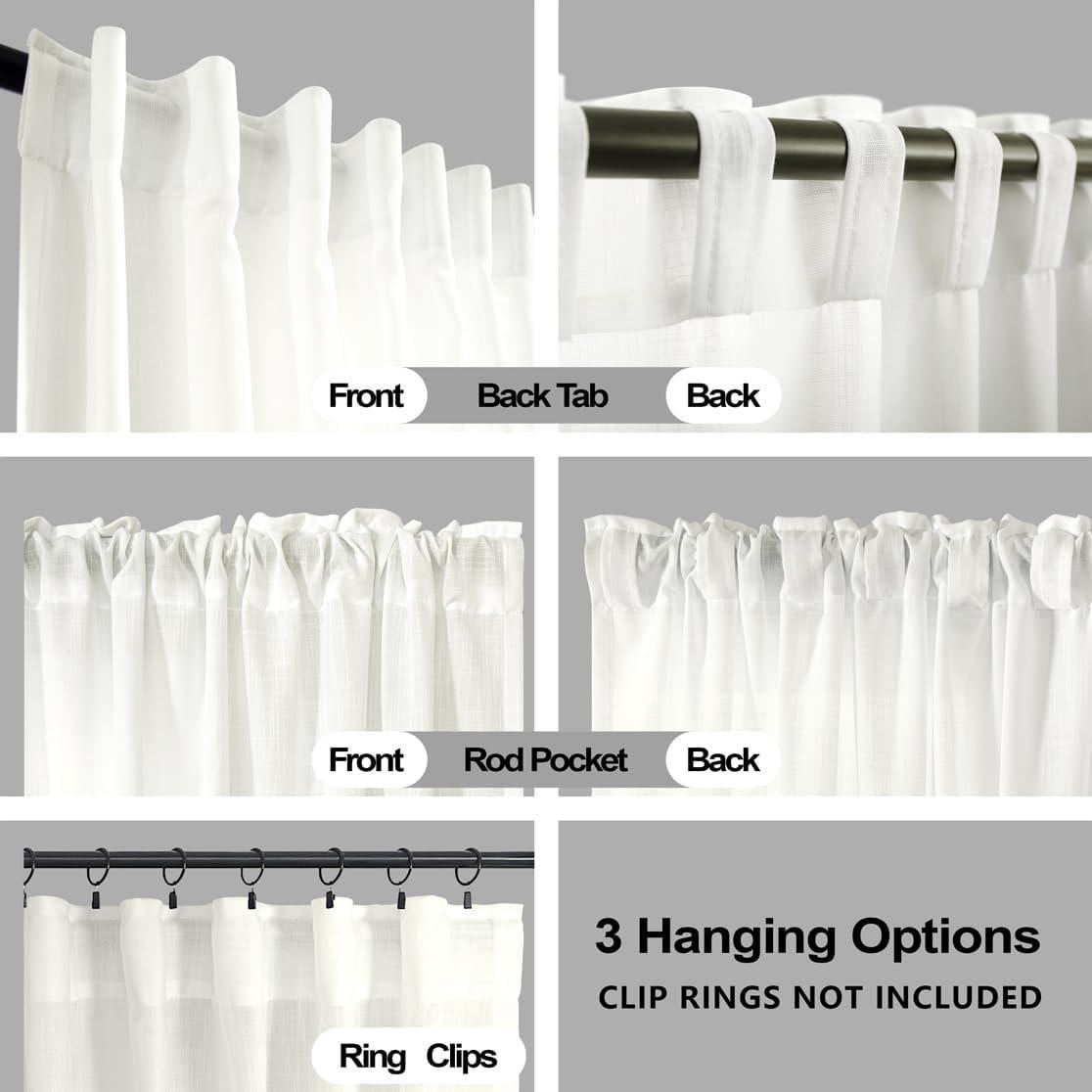 Cortinas KOUFALL 2 Paneles 52x183 cm Lino Semitranslúcido