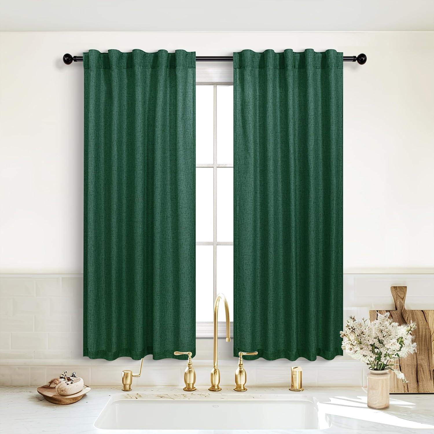 Cortinas Sheer KOUFALL Verde Oscuro 91x137 cm Pack 2