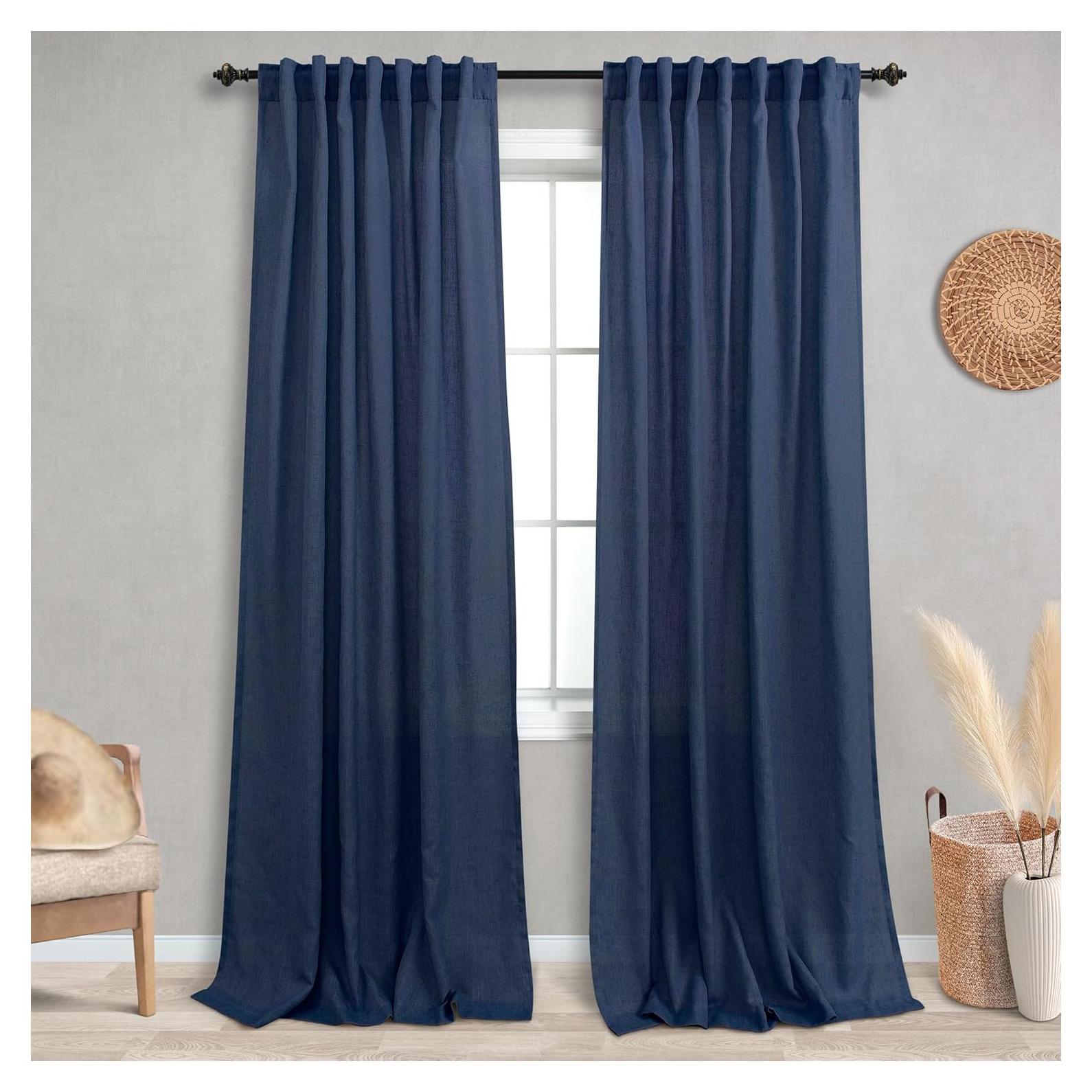 Cortinas Sheer KOUFALL Azul Marino 132x229 cm Pack de 2