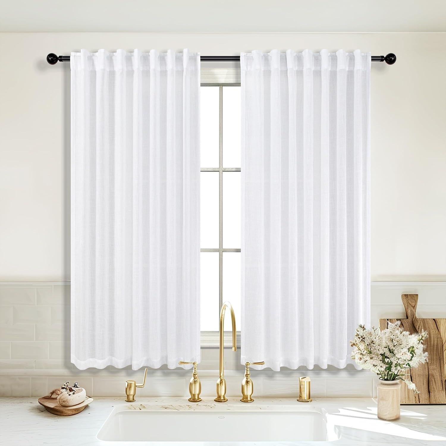 Cortinas Cortas KOUFALL Blancas 52x114 cm Pack 2