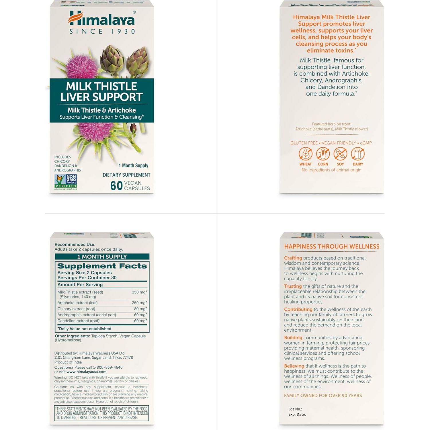 Cápsulas Hepáticas Himalaya Cardo Mariano 350 mg 60 Unidades