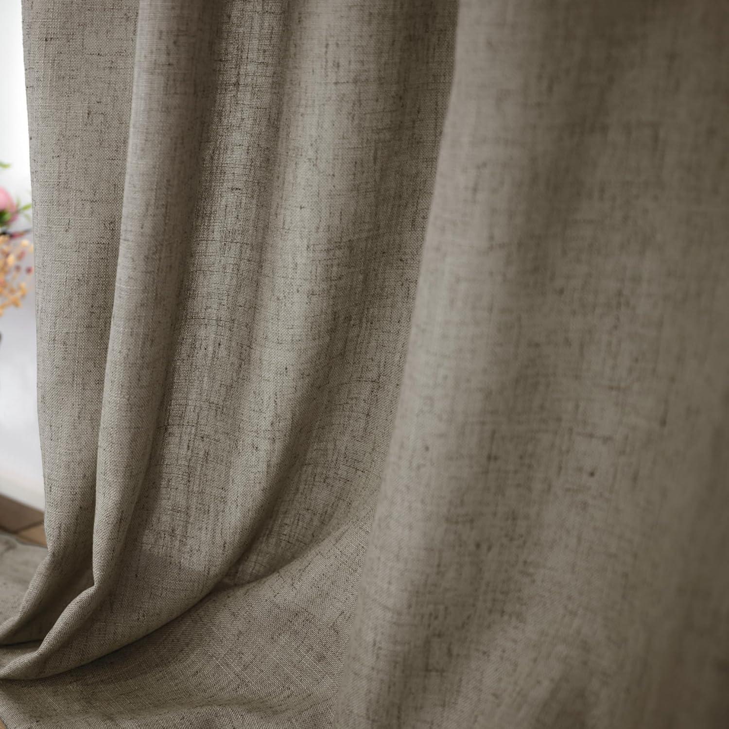 KOUFALL Cortinas Sheer Lino 52x244 cm 2 Paneles Taupe