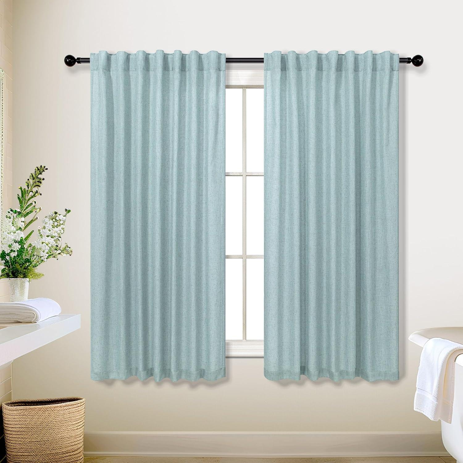Cortinas Sheer KOUFALL Verde Mar 52x137 cm con Bolsillo