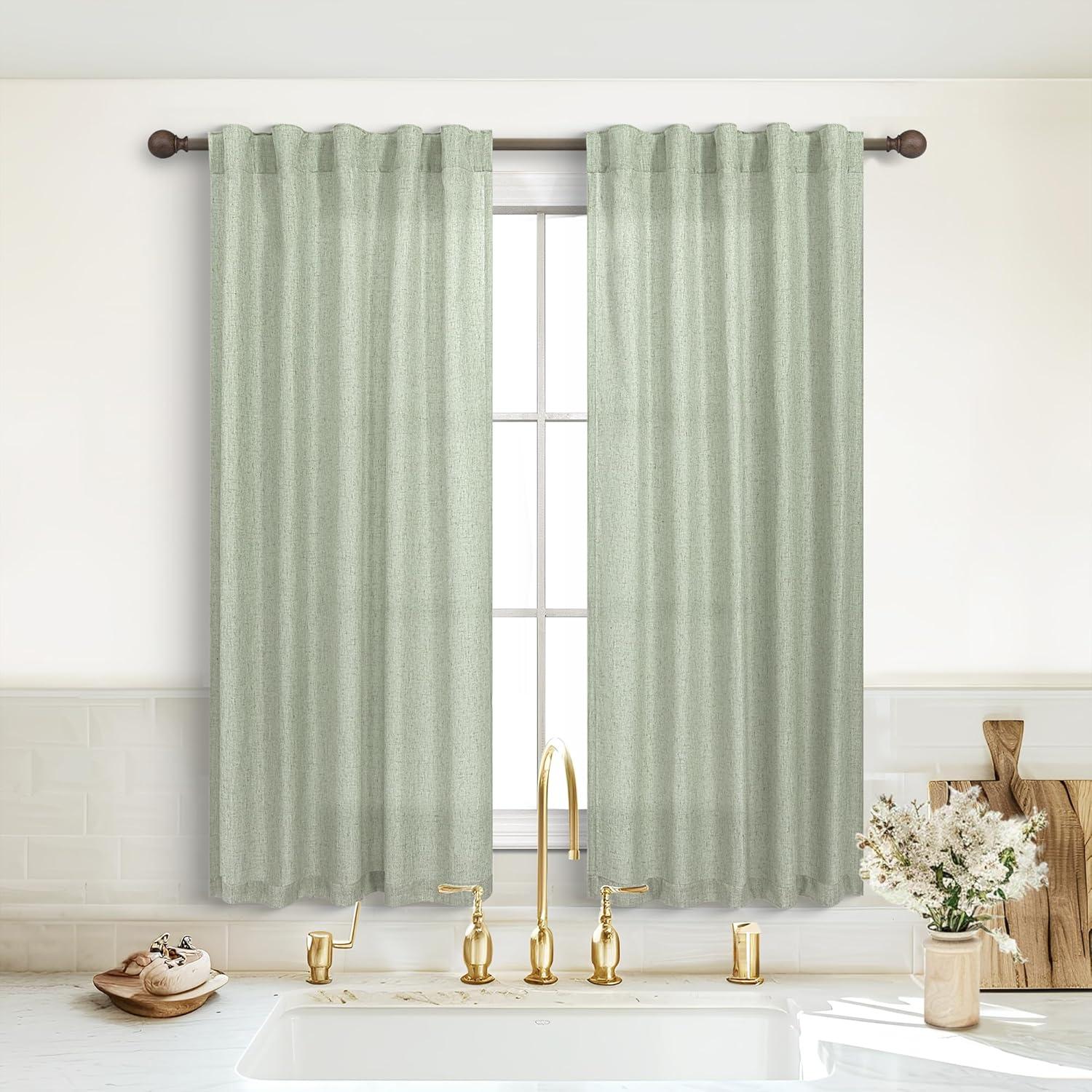 Cortinas Sheer KOUFALL Verde Salvia 97x137 cm Pack 2