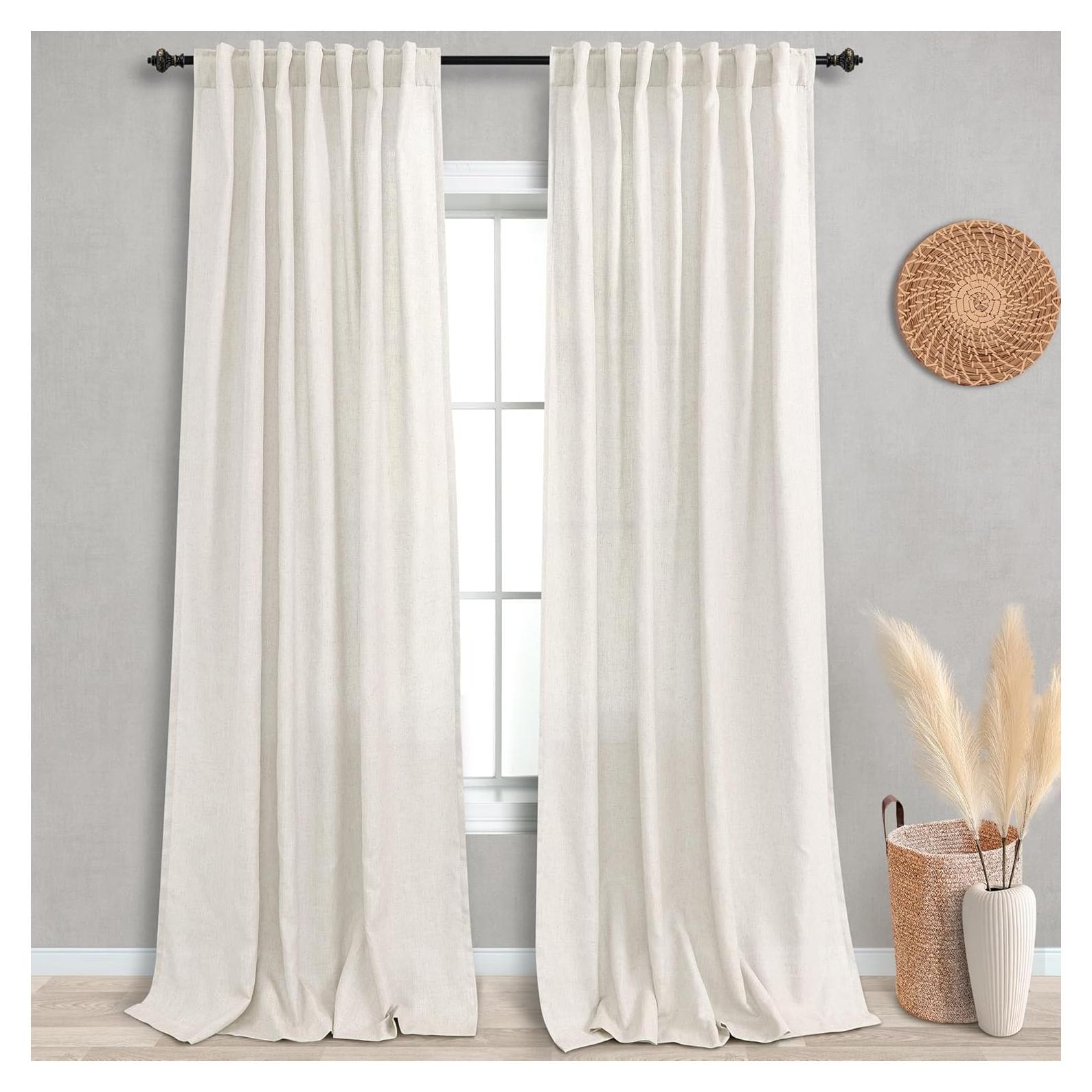 Cortinas KOUFALL 2 Paneles Lino Natural 2.59m Filtrado Luz