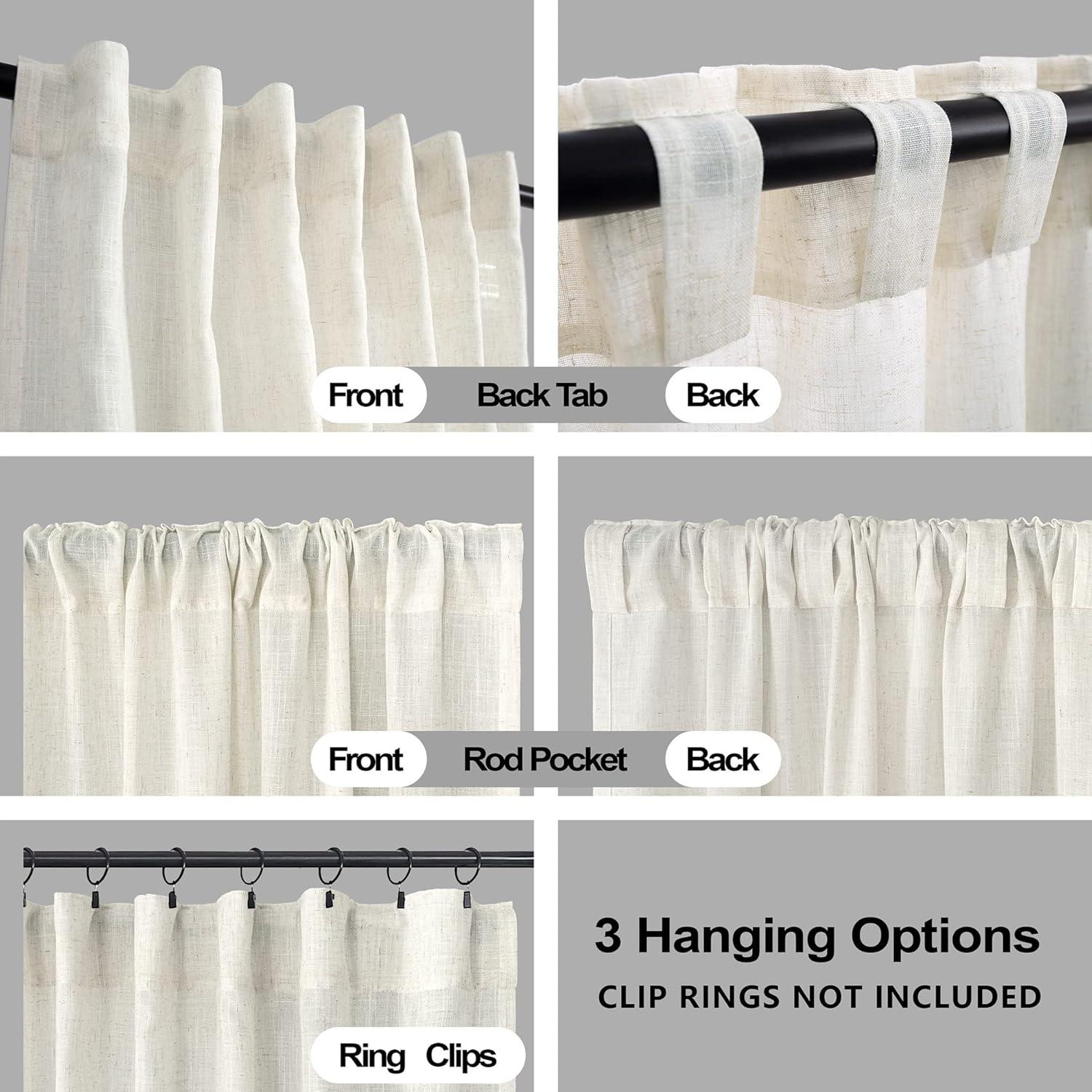 Cortinas KOUFALL 2 Paneles Lino Natural 2.59m Filtrado Luz