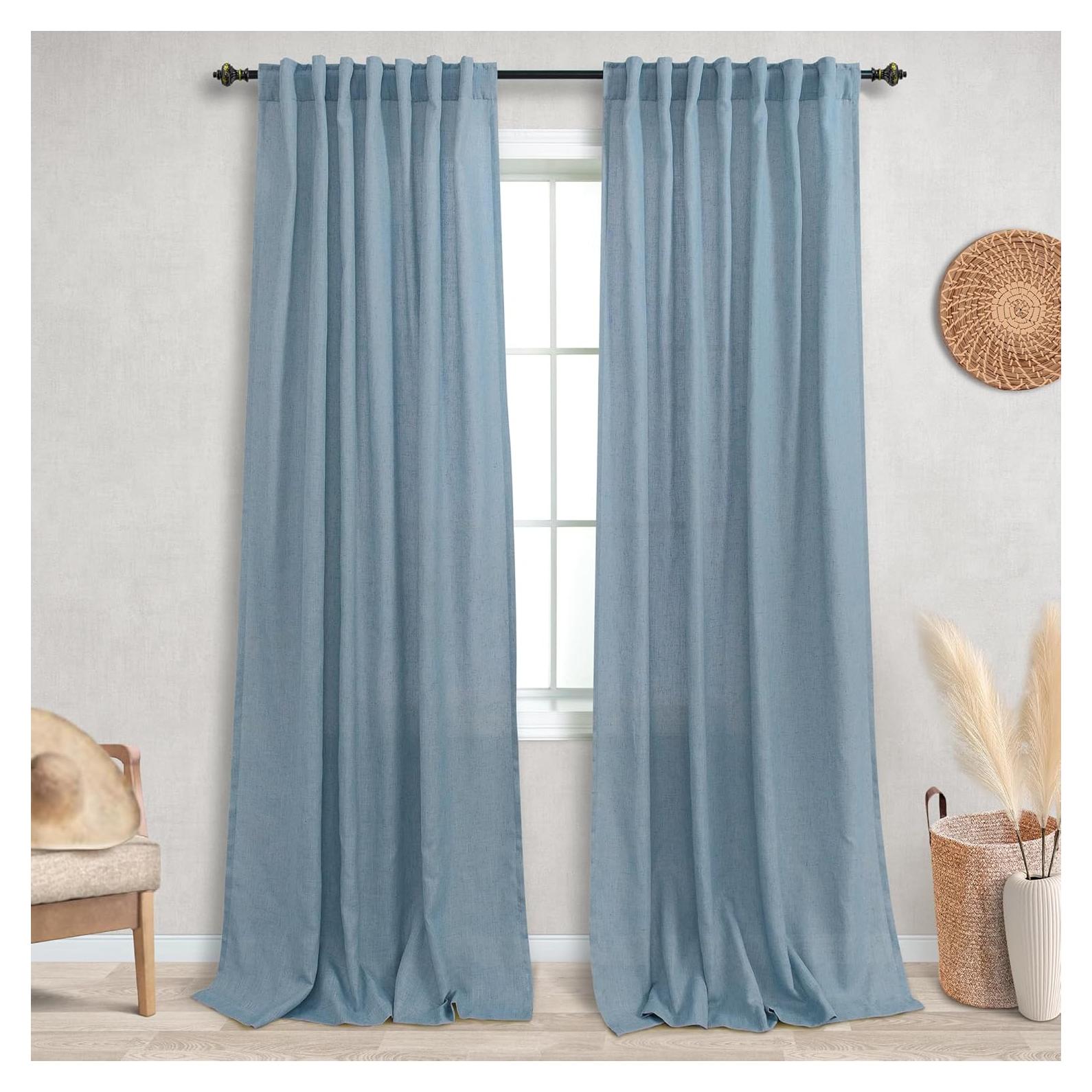 Cortinas KOUFALL Lino 2 Piezas 132x229 cm Stone Blue