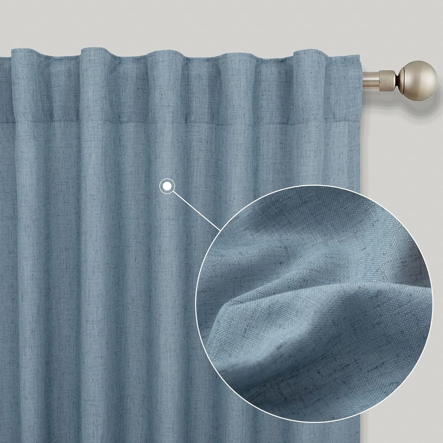 Cortinas KOUFALL Lino 2 Piezas 132x229 cm Stone Blue