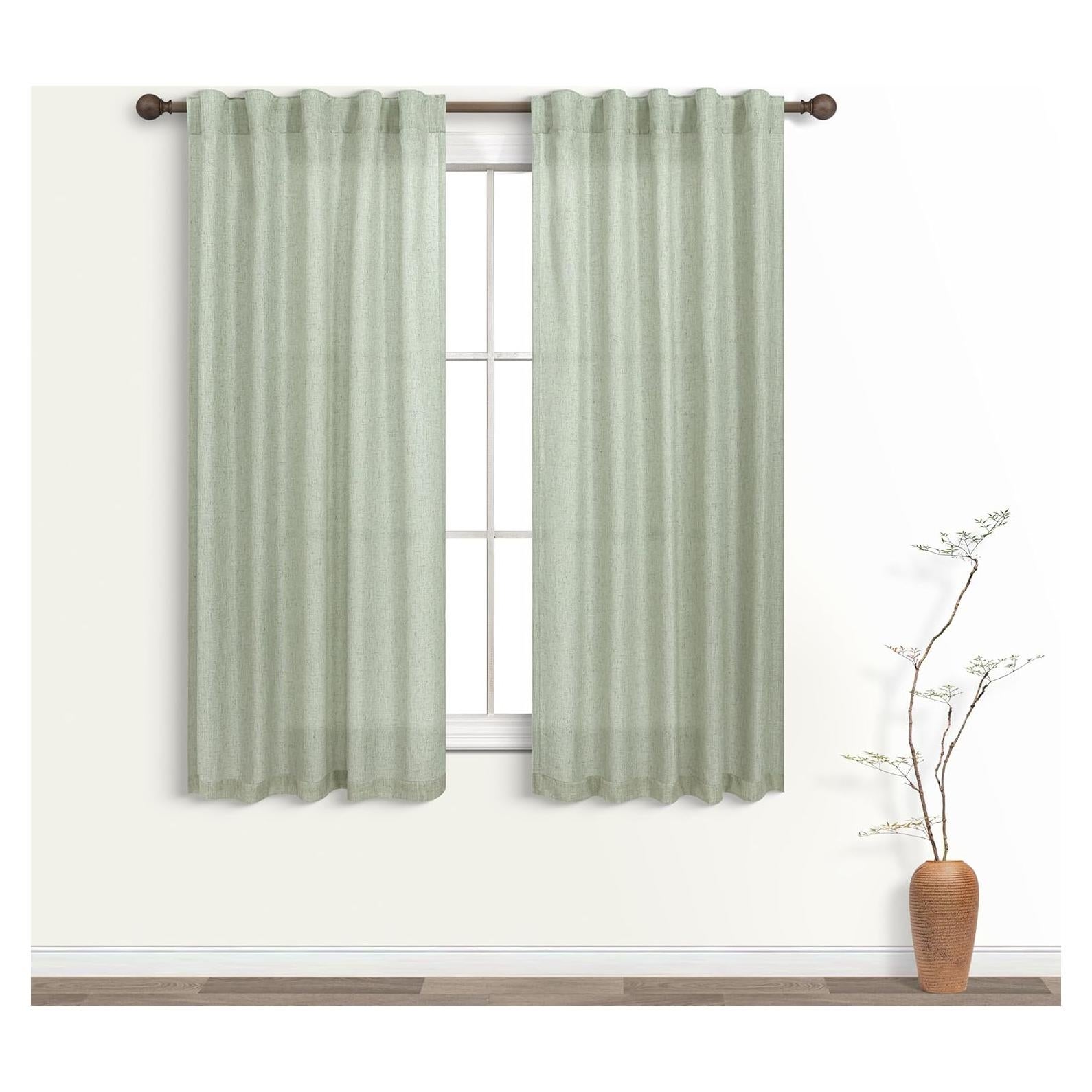 Cortinas Sheer KOUFALL Verde Salvia 97x114 cm Pack 2