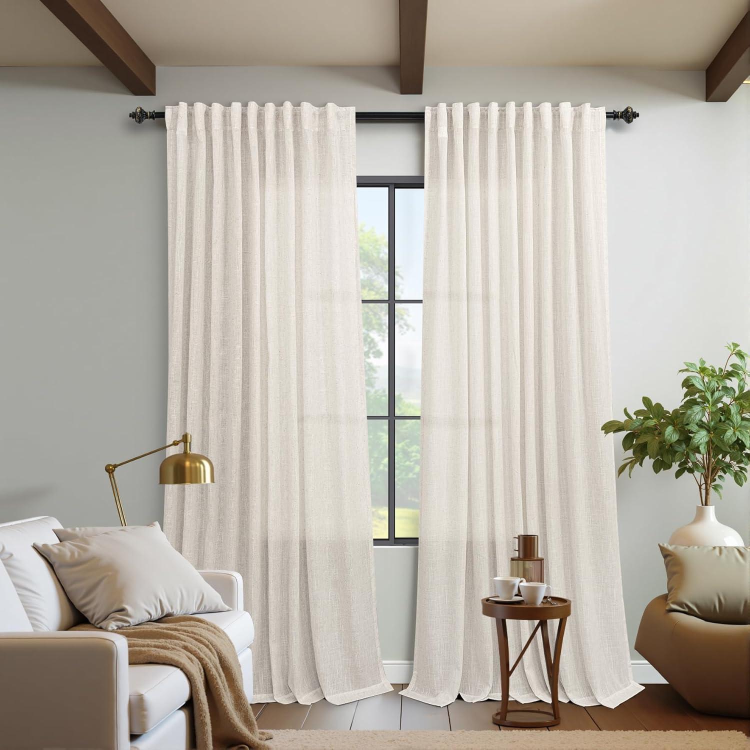 Cortinas KOUFALL 2 Paneles 180x228 cm Lino Natural Crema