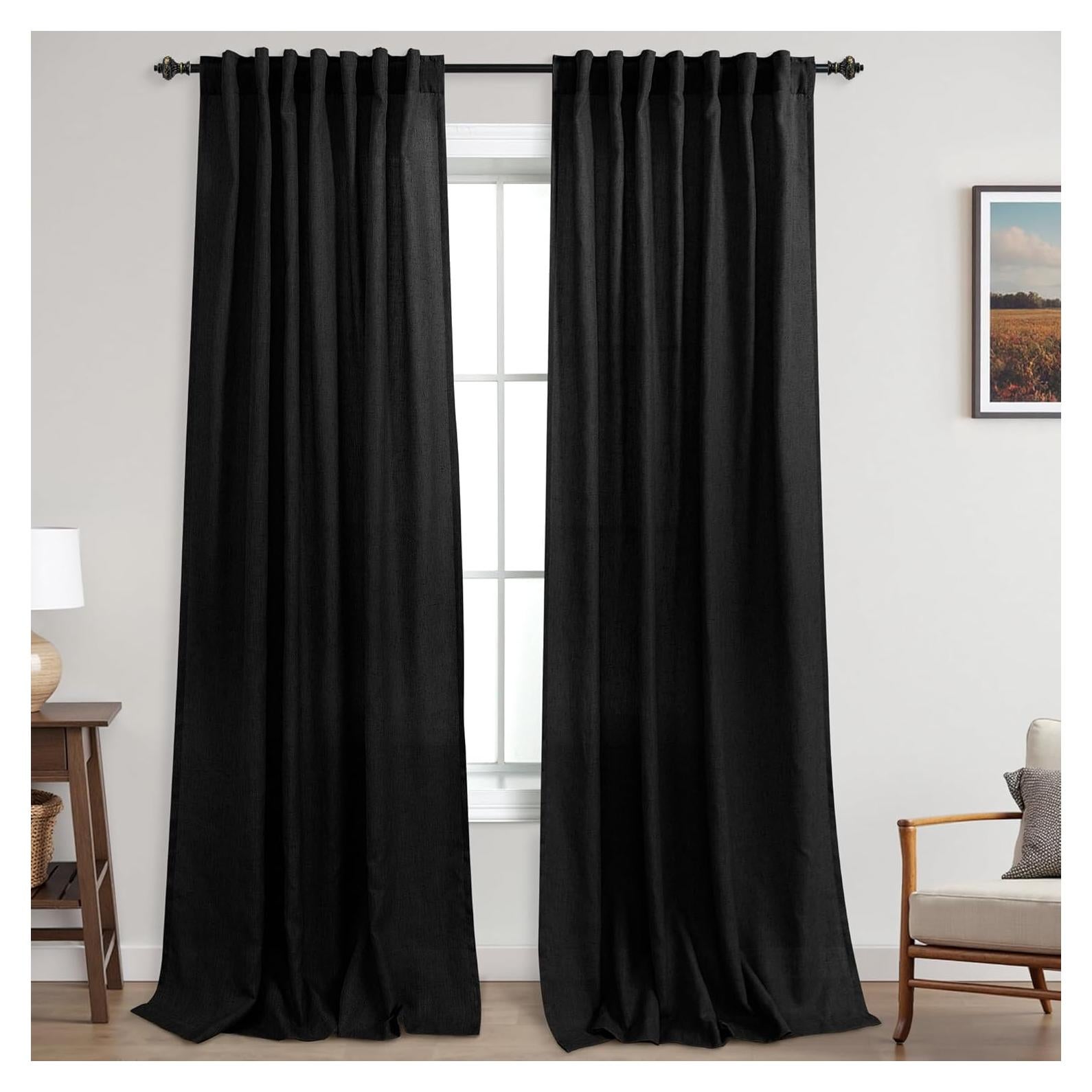 Cortinas Negras KOUFALL 2 Paneles 52x96 cm Semitransparentes