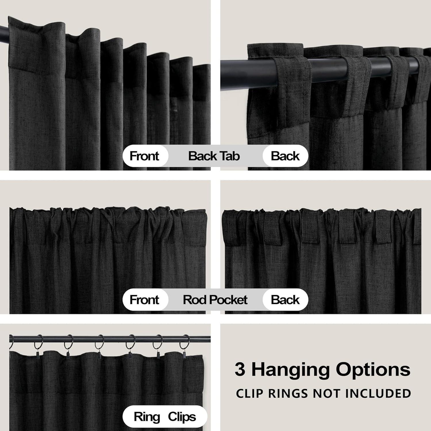 Cortinas Negras KOUFALL 2 Paneles 52x96 cm Semitransparentes