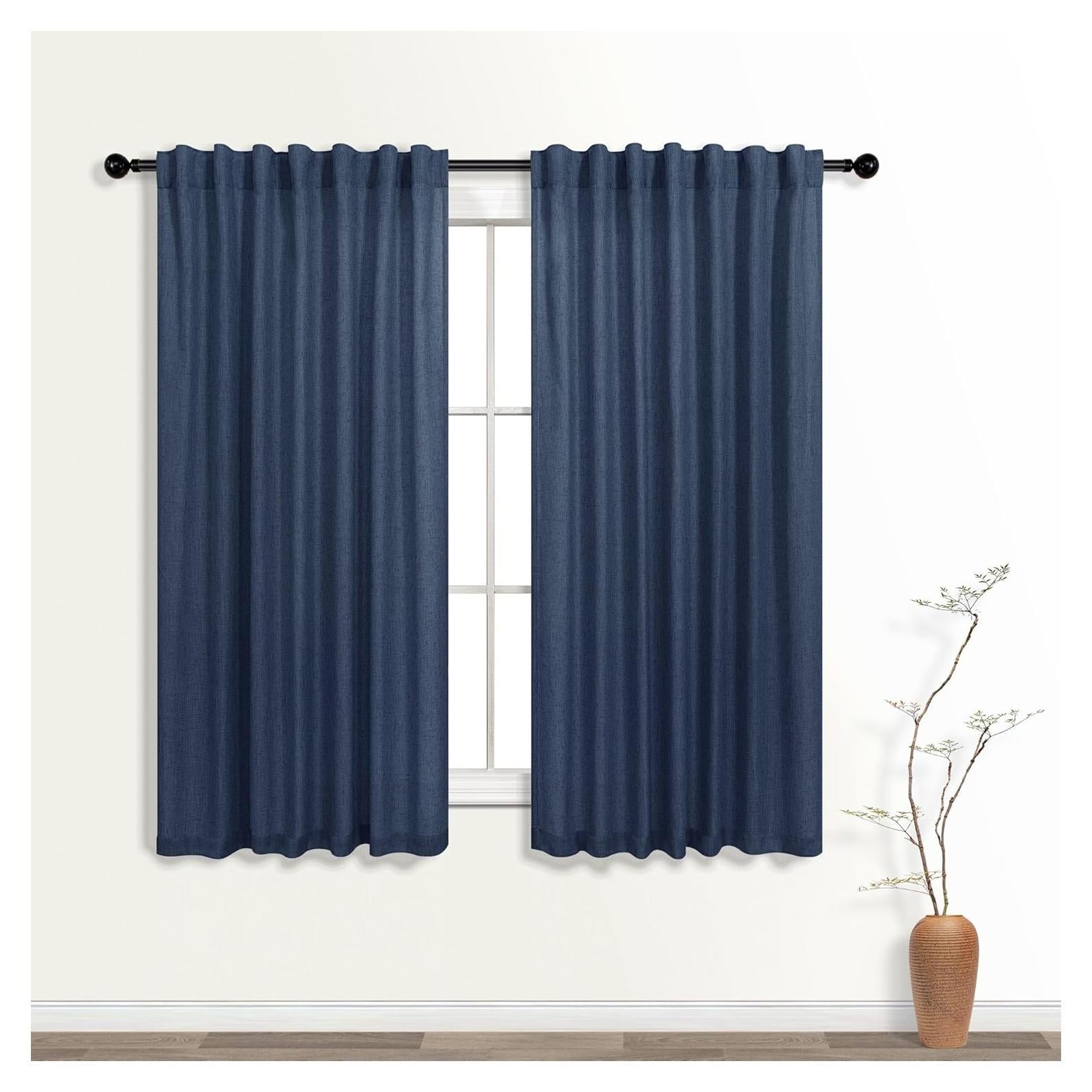 Cortinas Cortas KOUFALL Azul Marino 52x137 cm Pack de 2