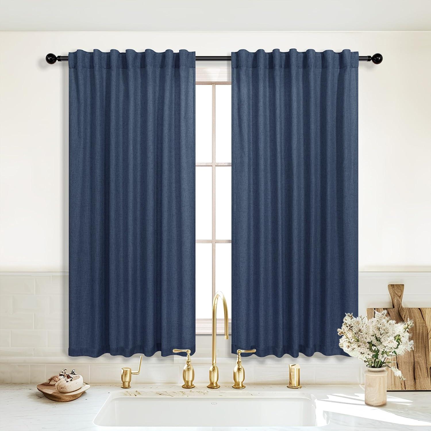 Cortinas Cortas KOUFALL Azul Marino 52x137 cm Pack de 2