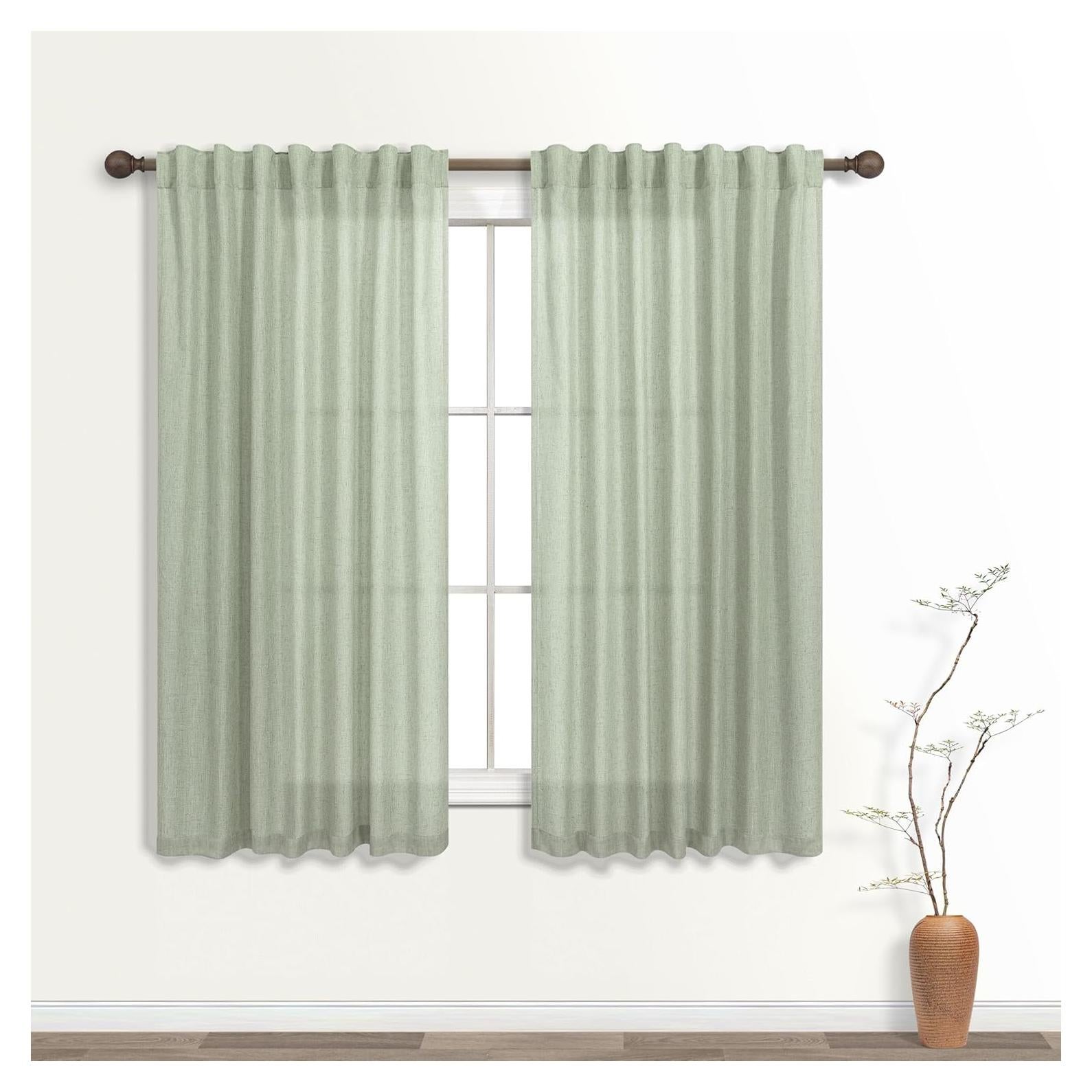 Cortinas Sheer KOUFALL Verde Salvia 132x114 cm Pack 2