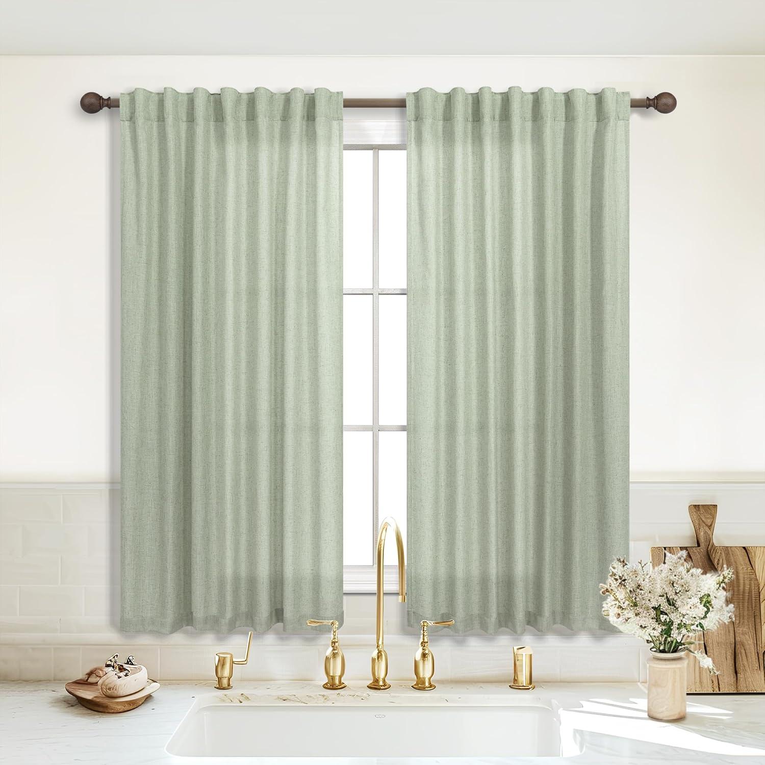 Cortinas Sheer KOUFALL Verde Salvia 132x114 cm Pack 2