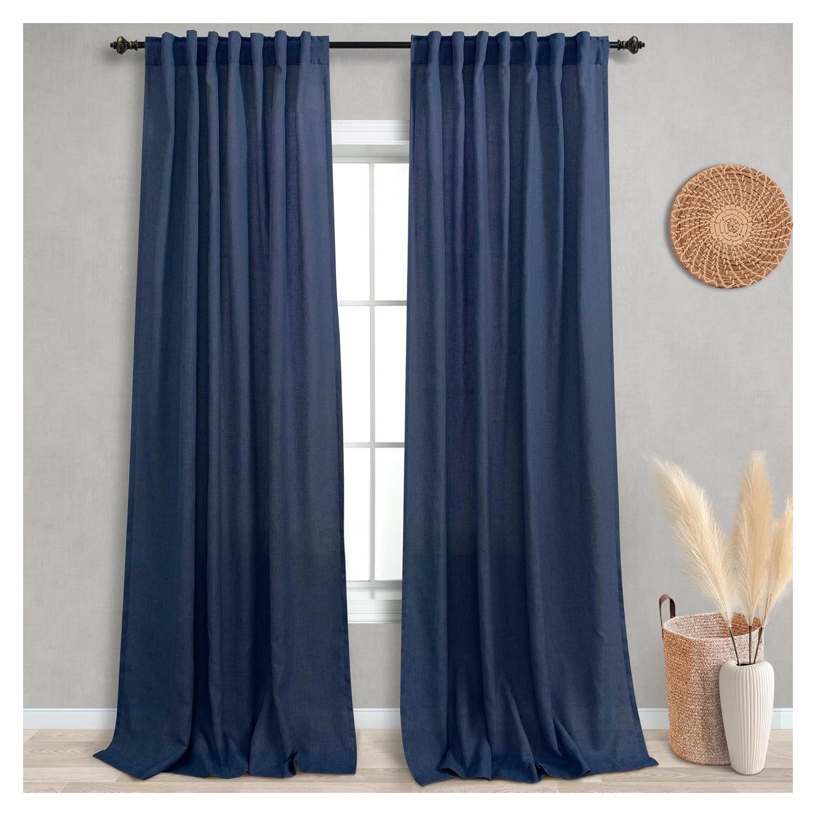Cortinas KOUFALL Azul Marino 2 Paneles 52x244 cm Sheer