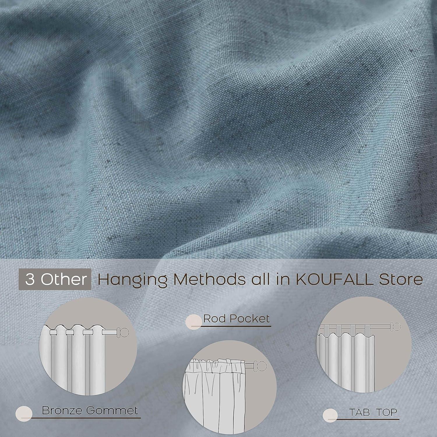 Cortinas KOUFALL Azul Piedra 2 Paneles 84 cm Lino Semi Transparente