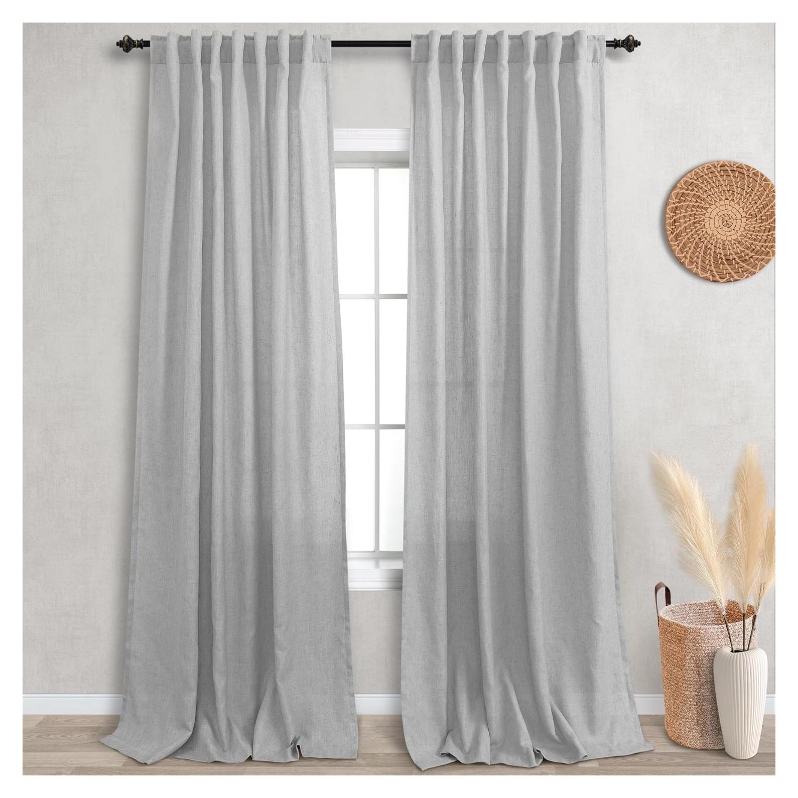 Cortinas KOUFALL 2 Paneles 243 cm Lino Gris Claro