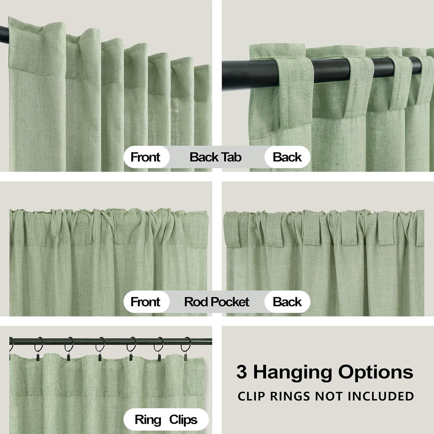 Cortinas Sheer KOUFALL Verde Salvia 52x229 cm Pack 2