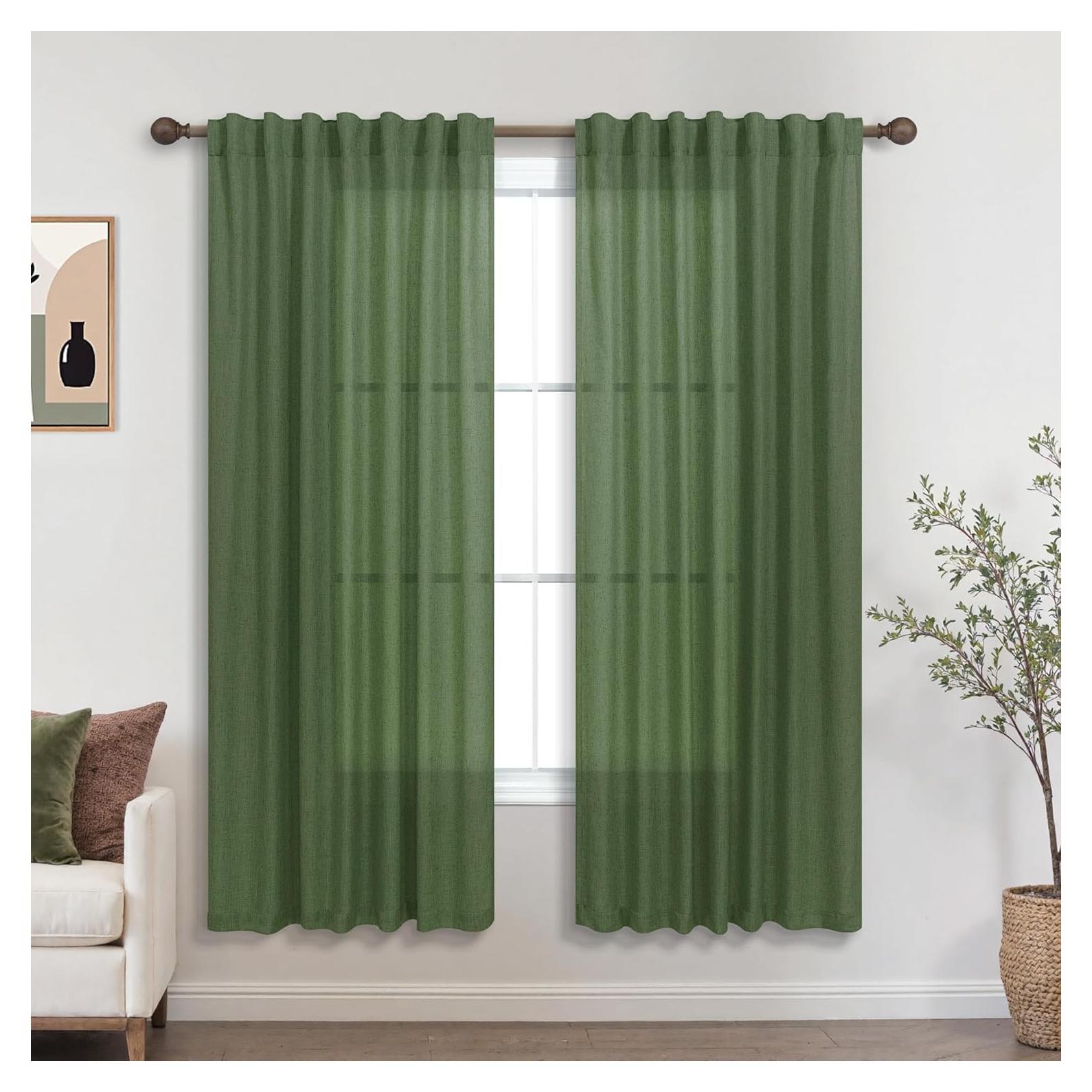 Cortinas Sheer KOUFALL Verde Oliva 52x160 cm Pack 2