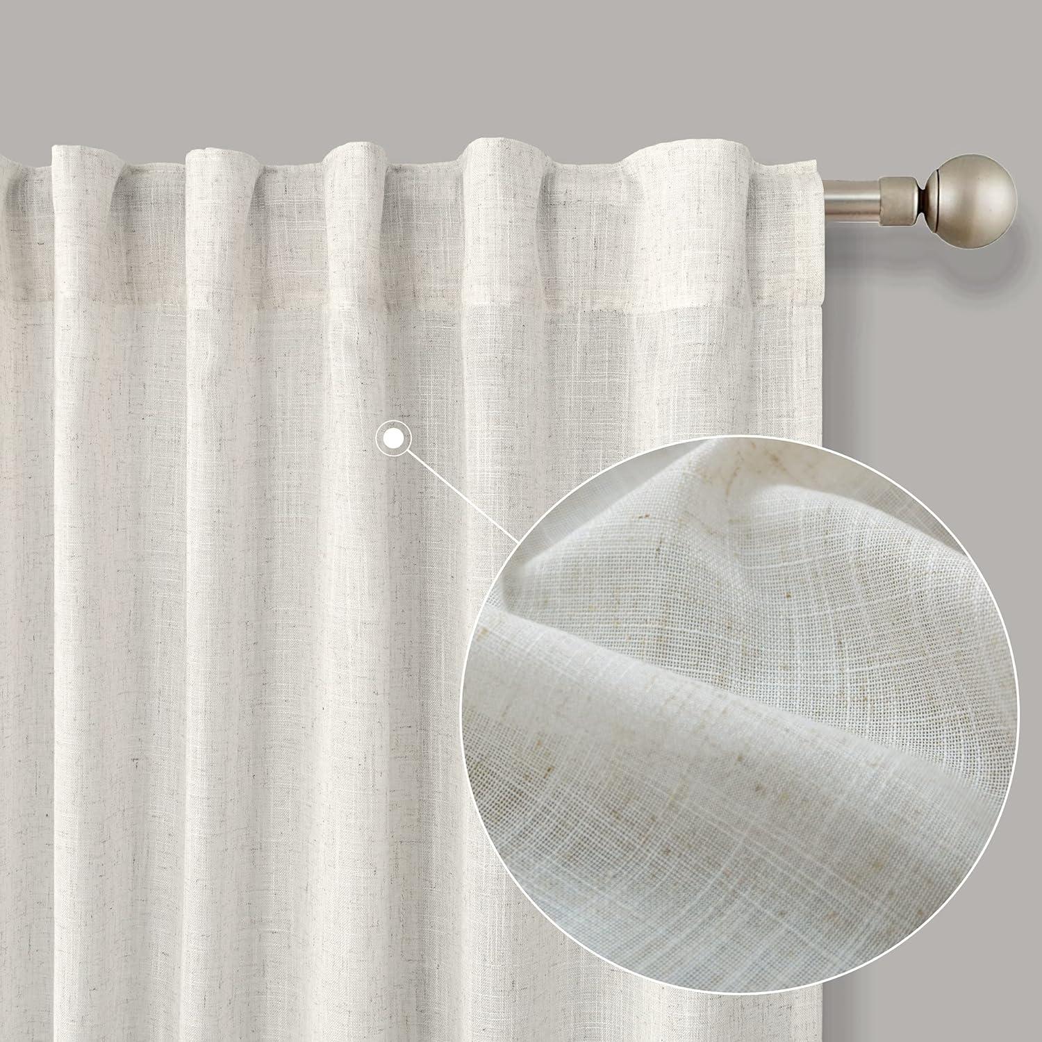 Cortinas KOUFALL 152x243 cm Lino Transparente Natural Pack 2