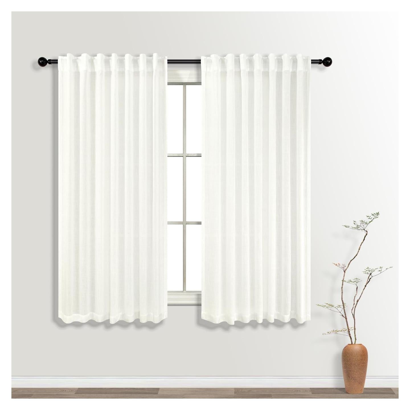 Cortinas KOUFALL 2 Paneles Lino 52x115 cm Marfil Transparente