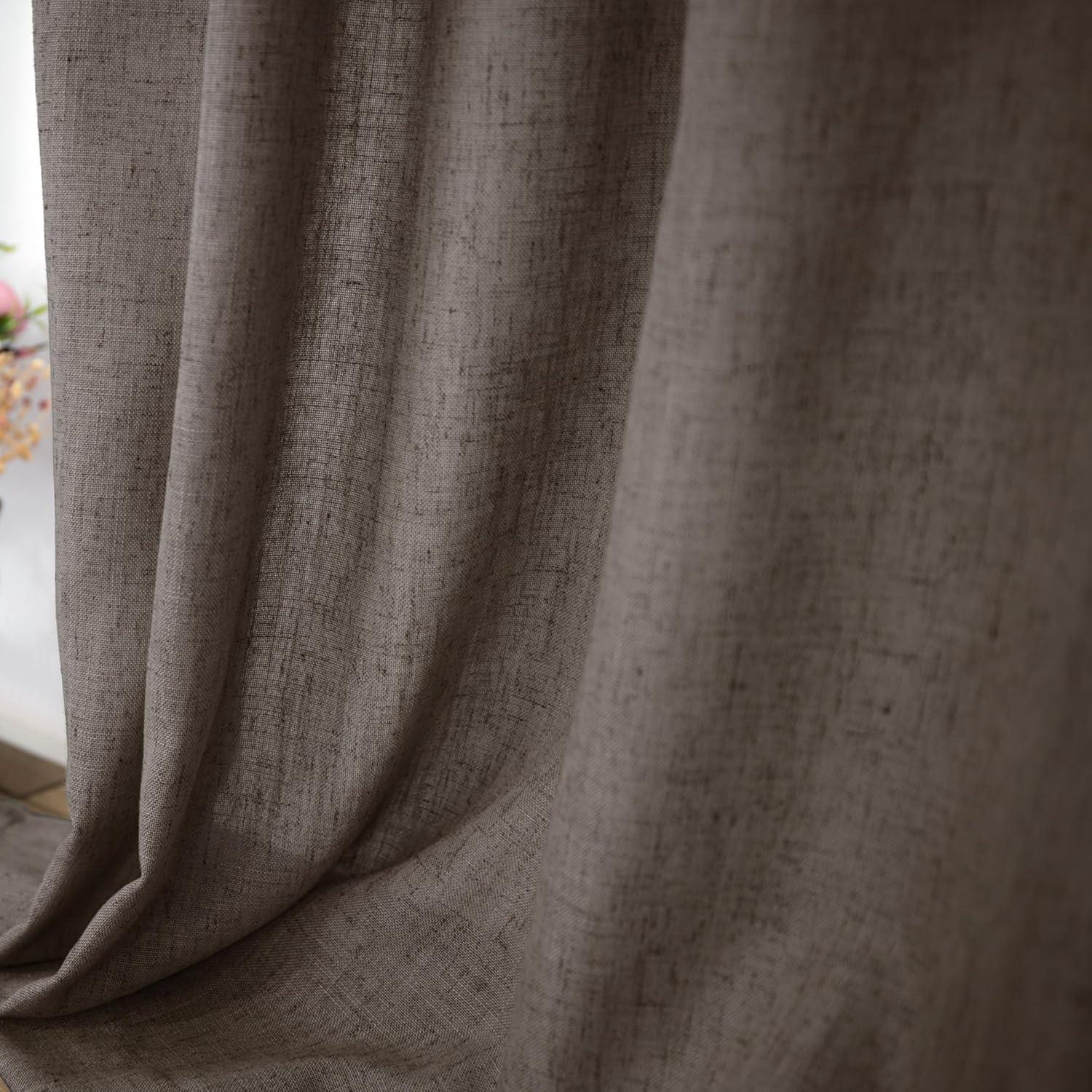 Cortinas Sheer KOUFALL 52x96 cm Lino Marrón para Dormitorio