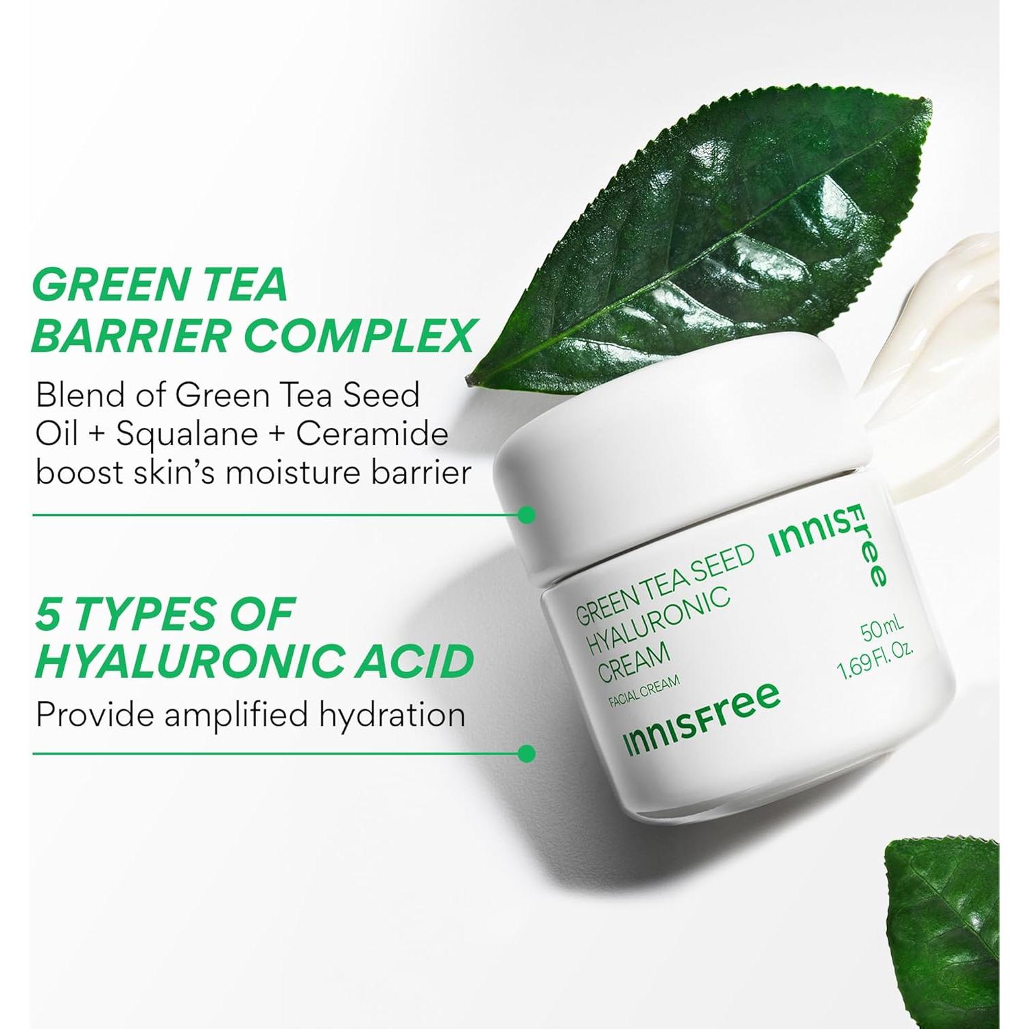 Crema Hidratante Facial Innisfree 50 ml con Ácido Hialurónico y Té Verde