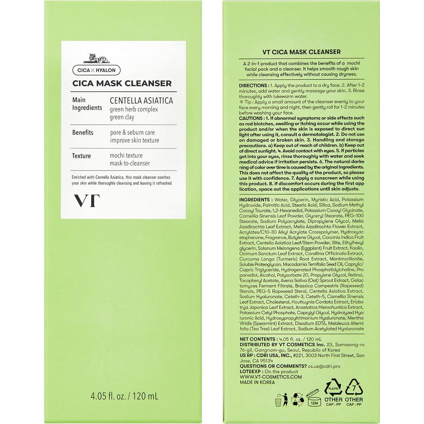 VT COSMETICS CICA Limpiador y Máscara 2-en-1 120 ml