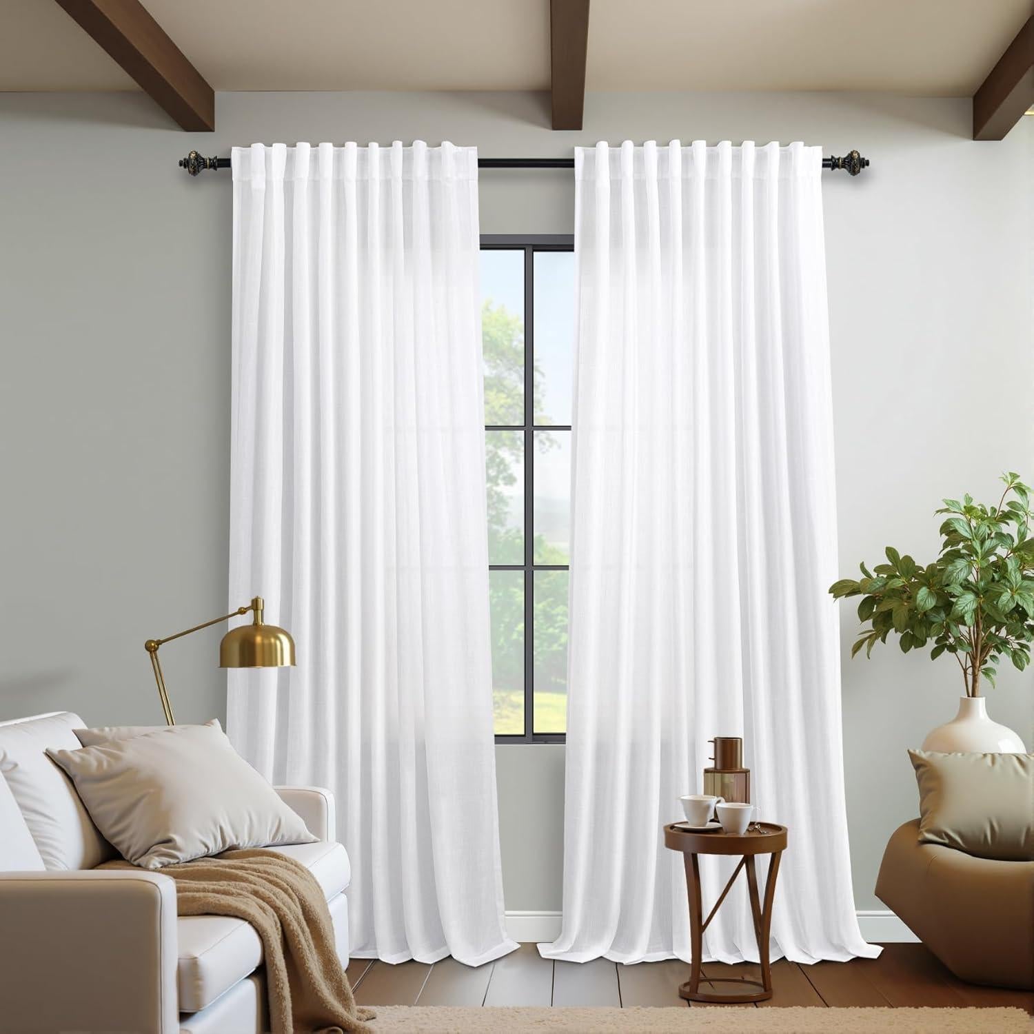 Cortinas Sheer KOUFALL Lino 2 Piezas 1.70 kg 1.50 cm