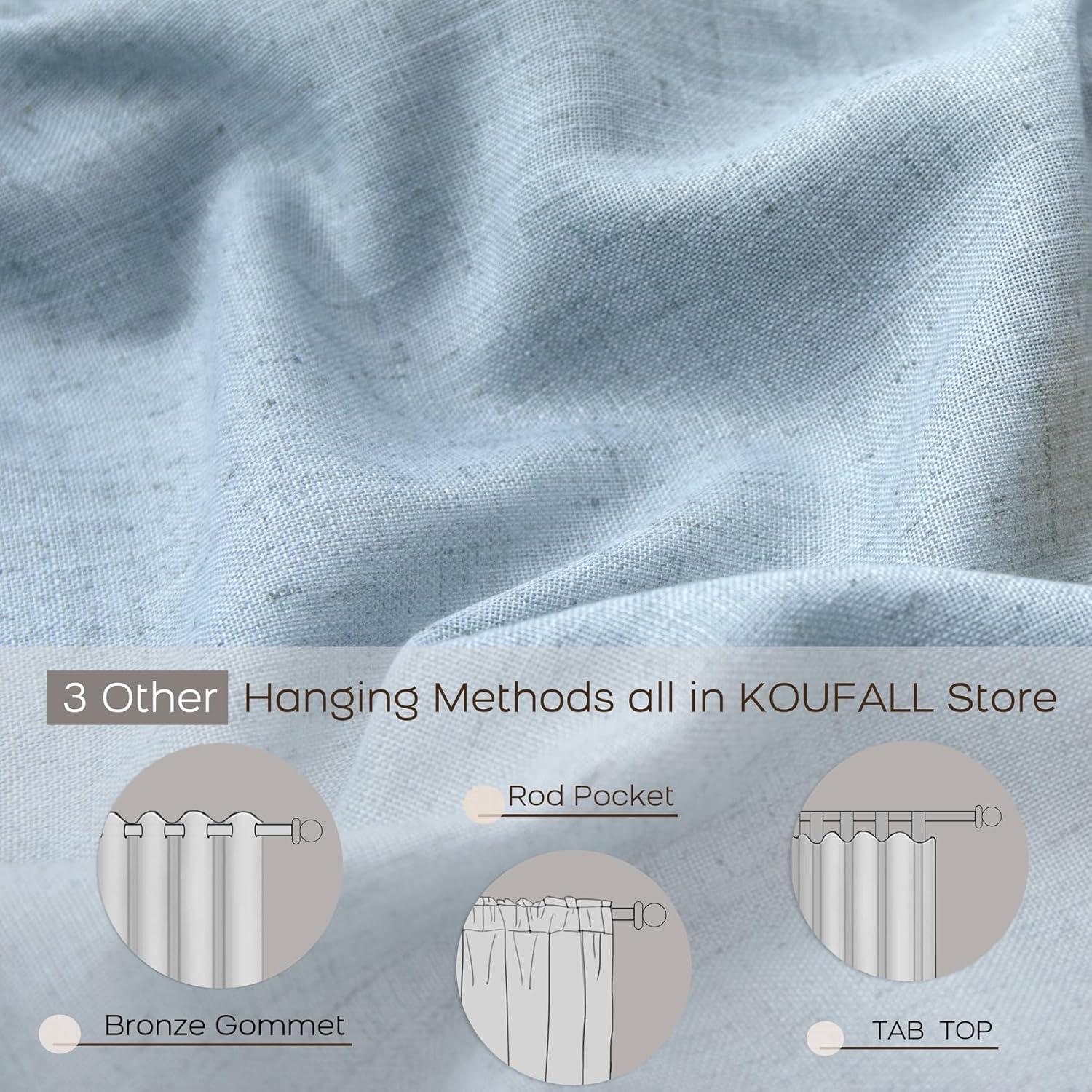 Cortinas KOUFALL 2 Piezas 52x244 cm Lino Azul Claro