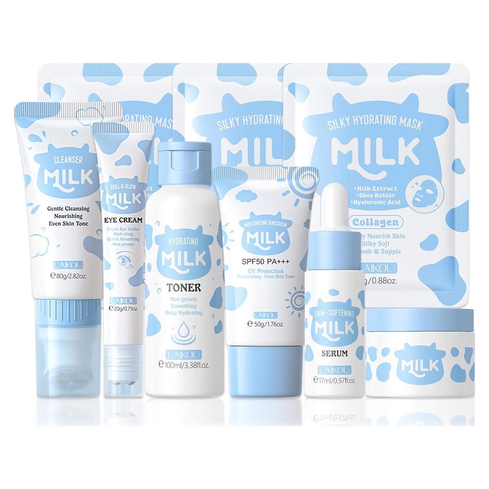 Juego de Cuidado de Piel con Leche MrCuvaryas 9 en 1 para Niñas