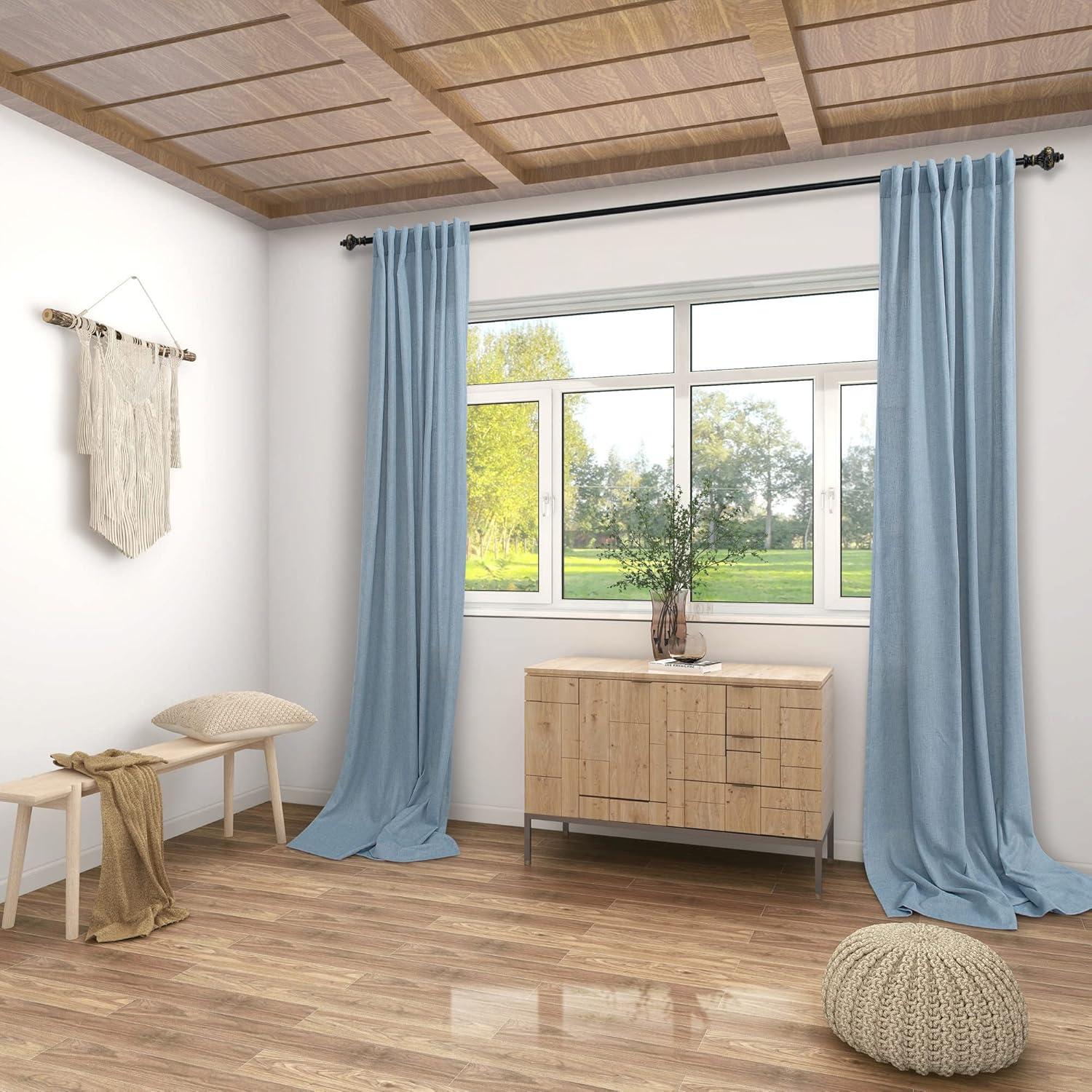 Cortinas de Lino KOUFALL Azul Piedra 52x183 cm Pack 2