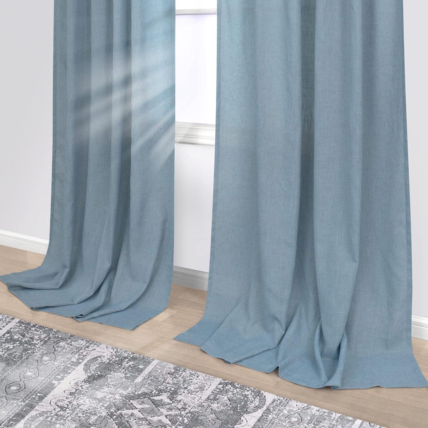 Cortinas de Lino KOUFALL Azul Piedra 52x183 cm Pack 2